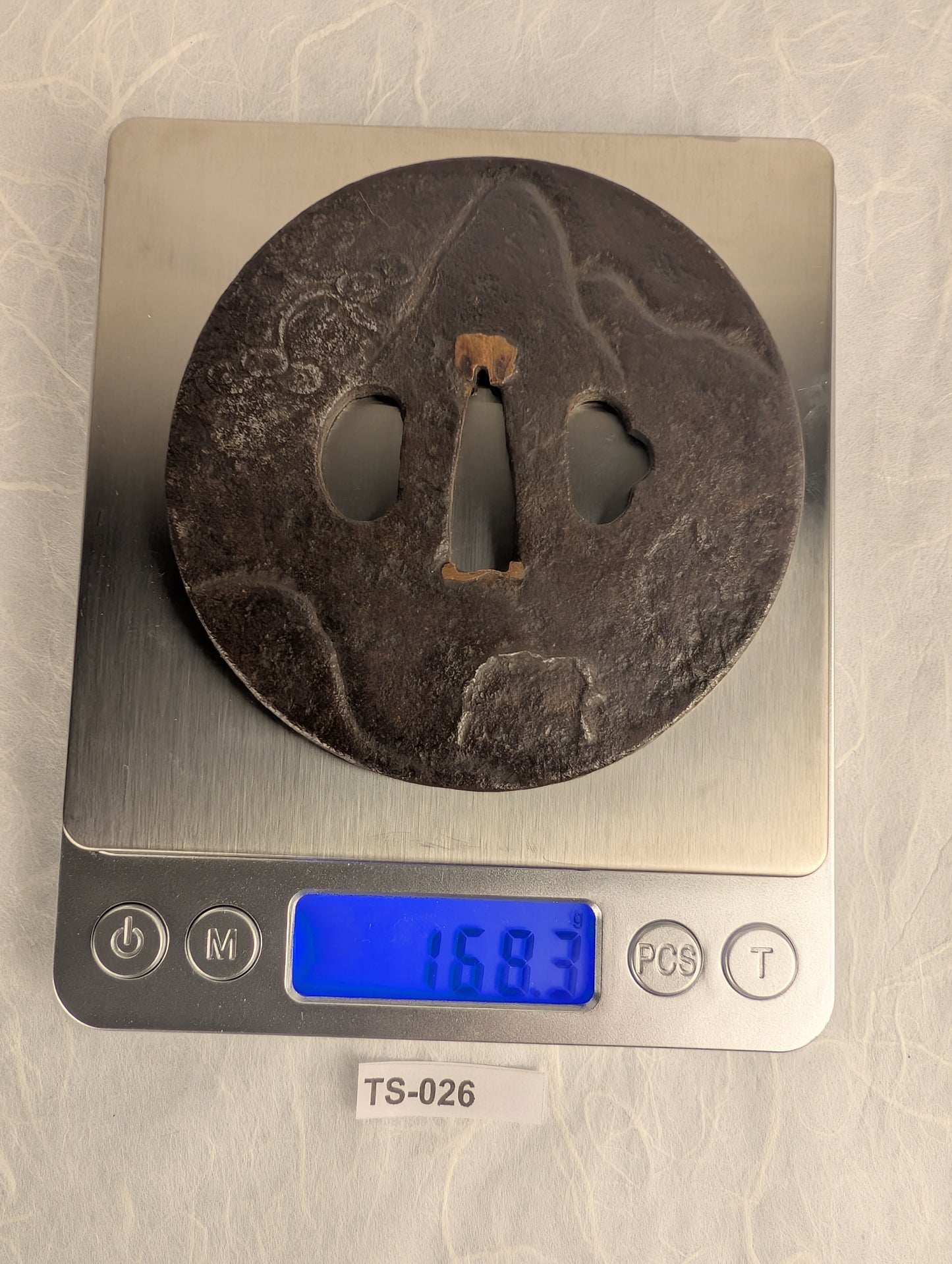 Iron Tsuba with Mountain and Cloud Relief – TS-026