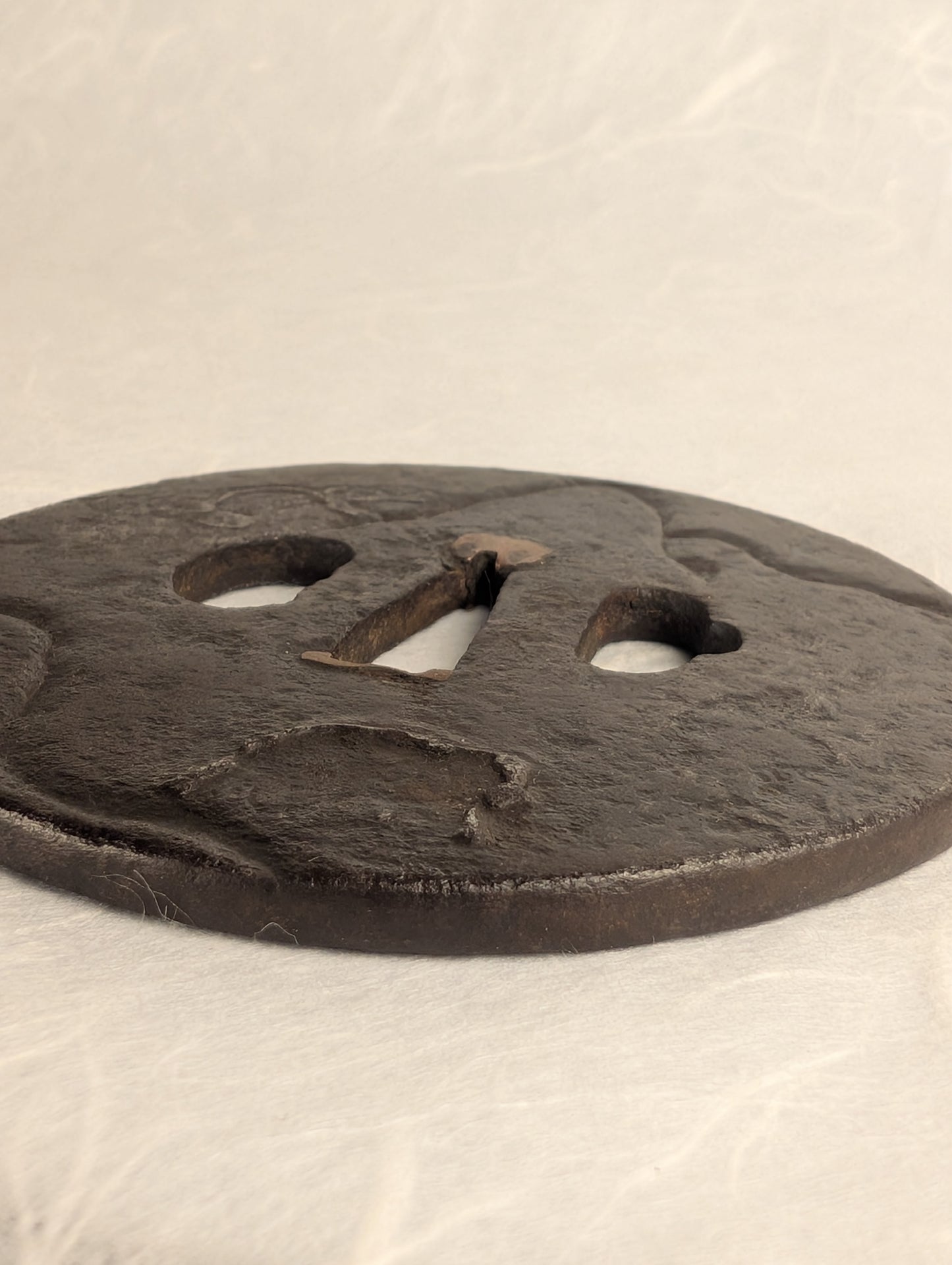 Iron Tsuba with Mountain and Cloud Relief – TS-026