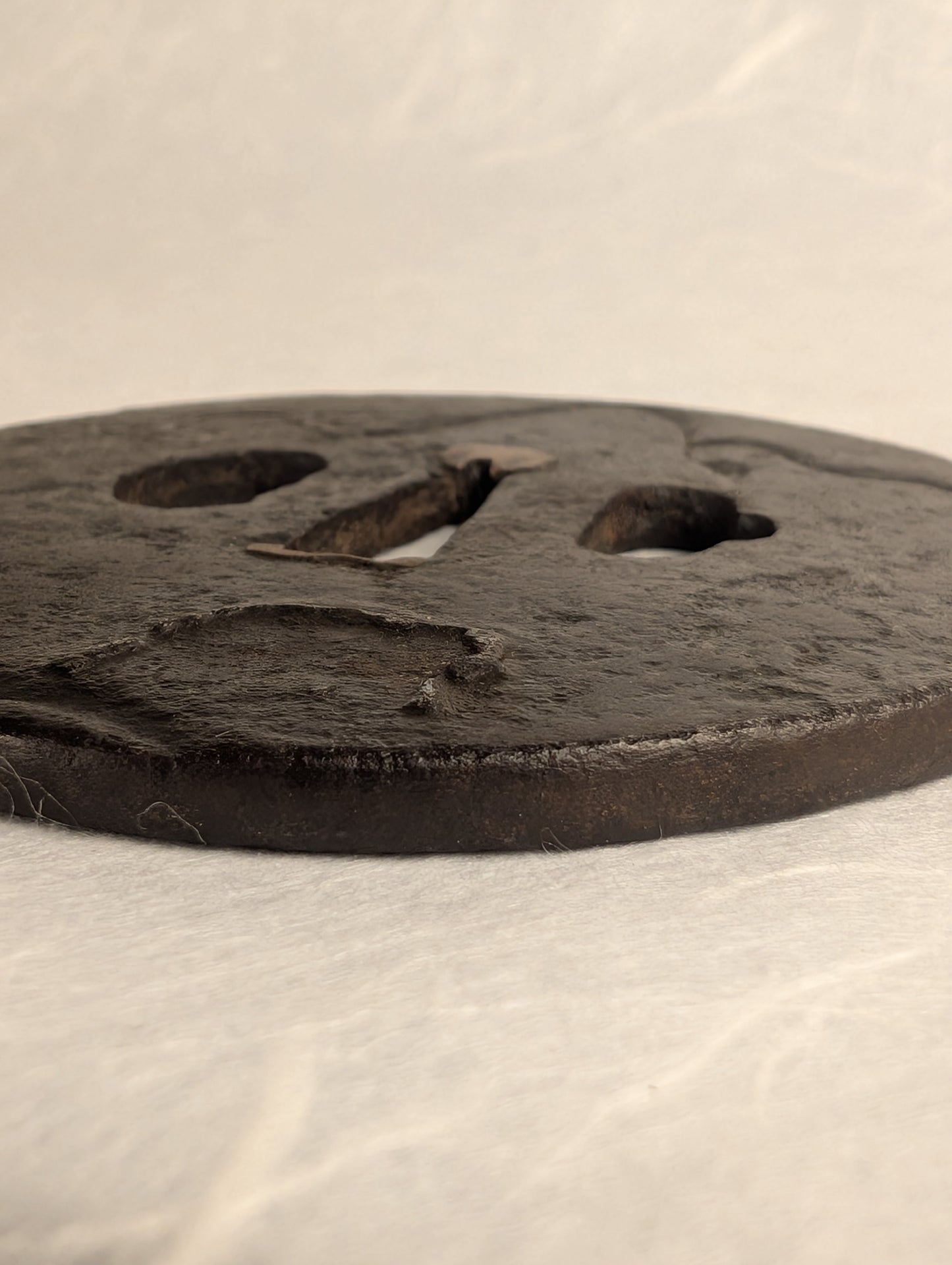 Iron Tsuba with Mountain and Cloud Relief – TS-026