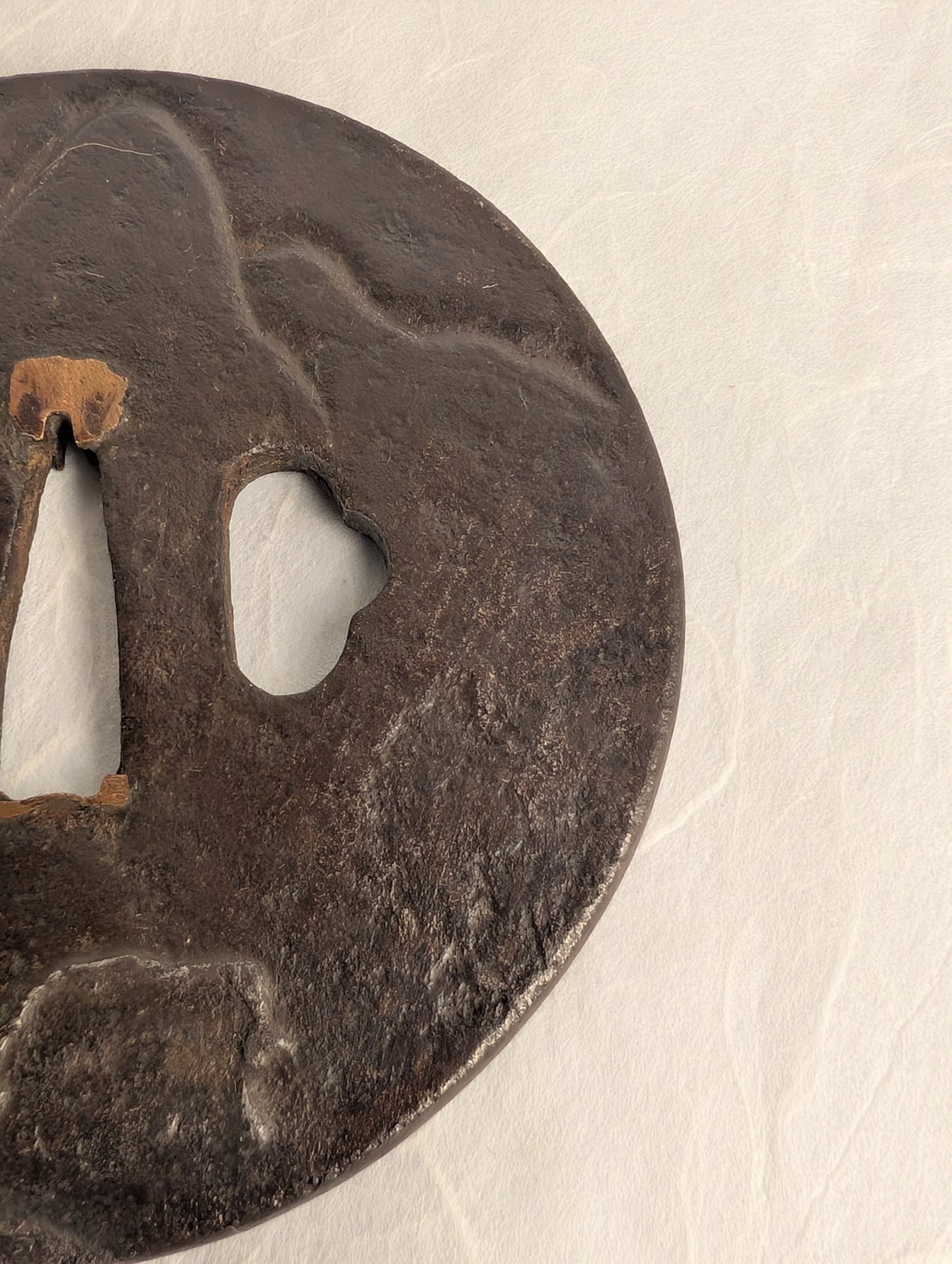 Iron Tsuba with Mountain and Cloud Relief – TS-026