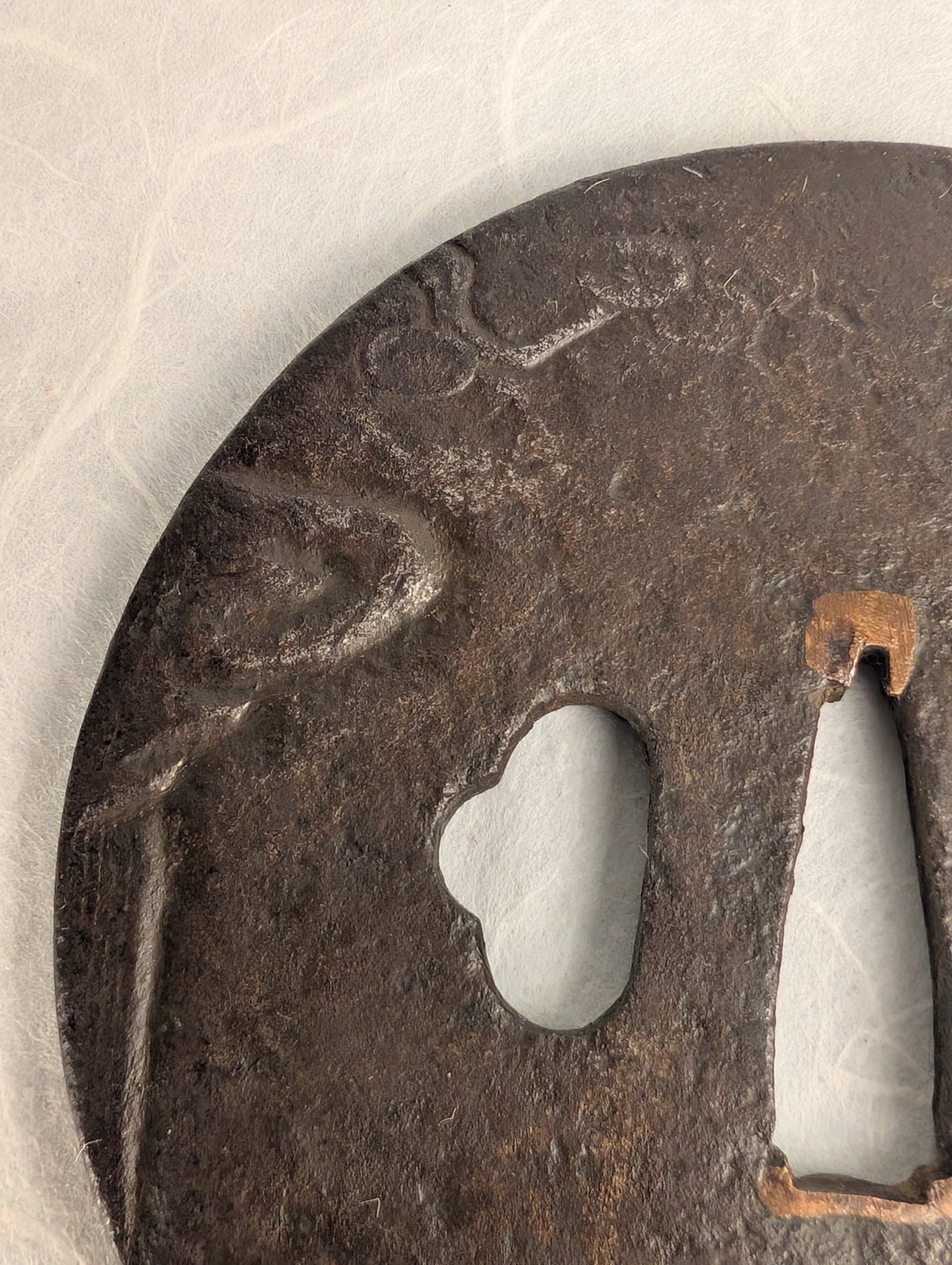 Iron Tsuba with Mountain and Cloud Relief – TS-026