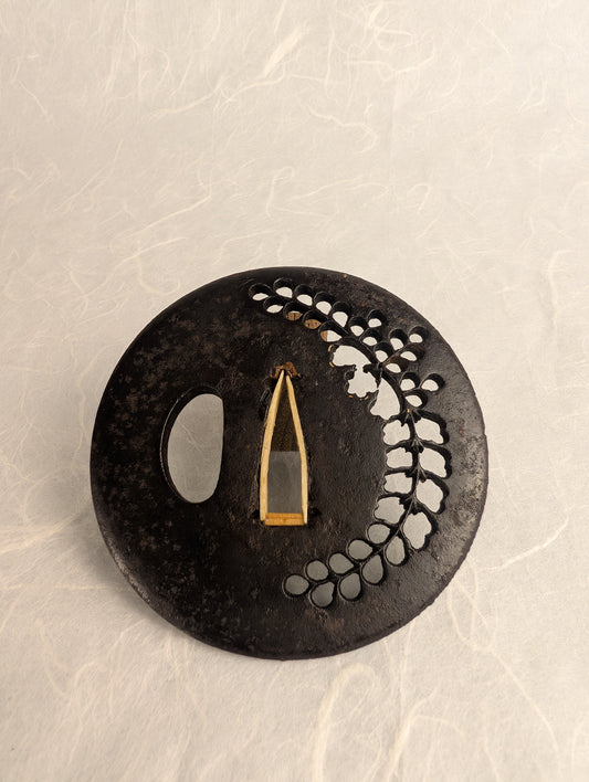 Iron Tsuba with Fern or Willow Branch Sukashi Design – TS-027