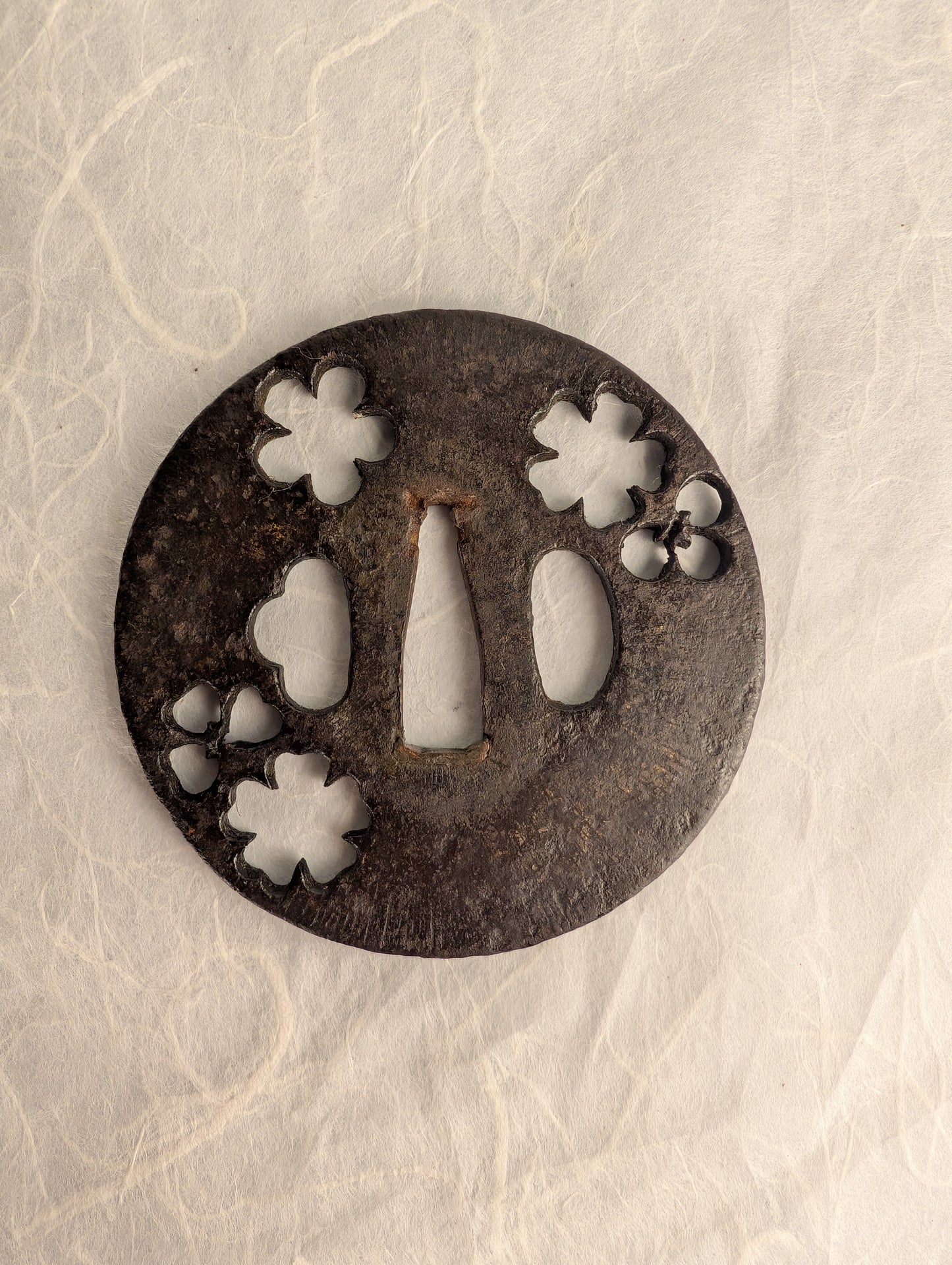 Iron Tsuba with Plum Blossom Sukashi Design – TS-029