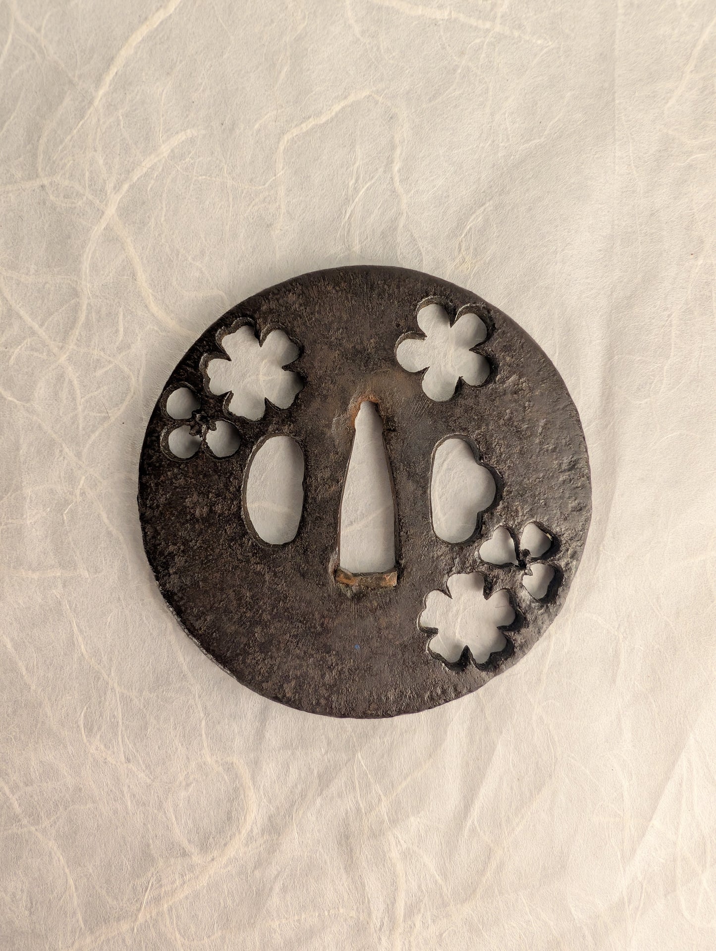 Iron Tsuba with Plum Blossom Sukashi Design – TS-029
