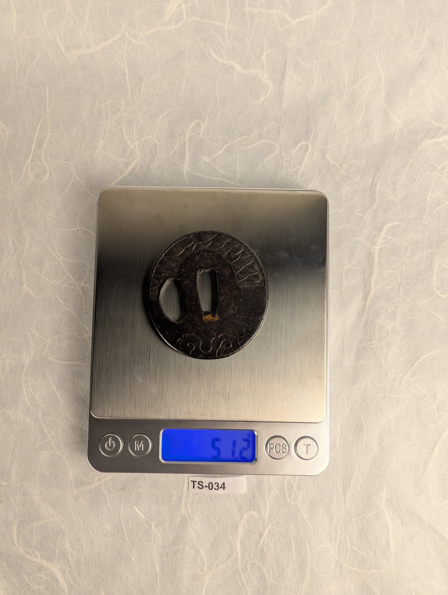 Iron Tsuba with Waves and Clouds Motif – TS-034