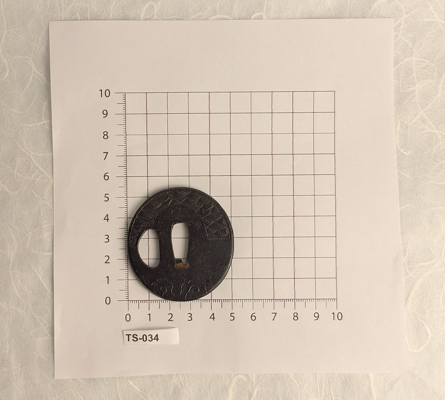 Iron Tsuba with Waves and Clouds Motif – TS-034