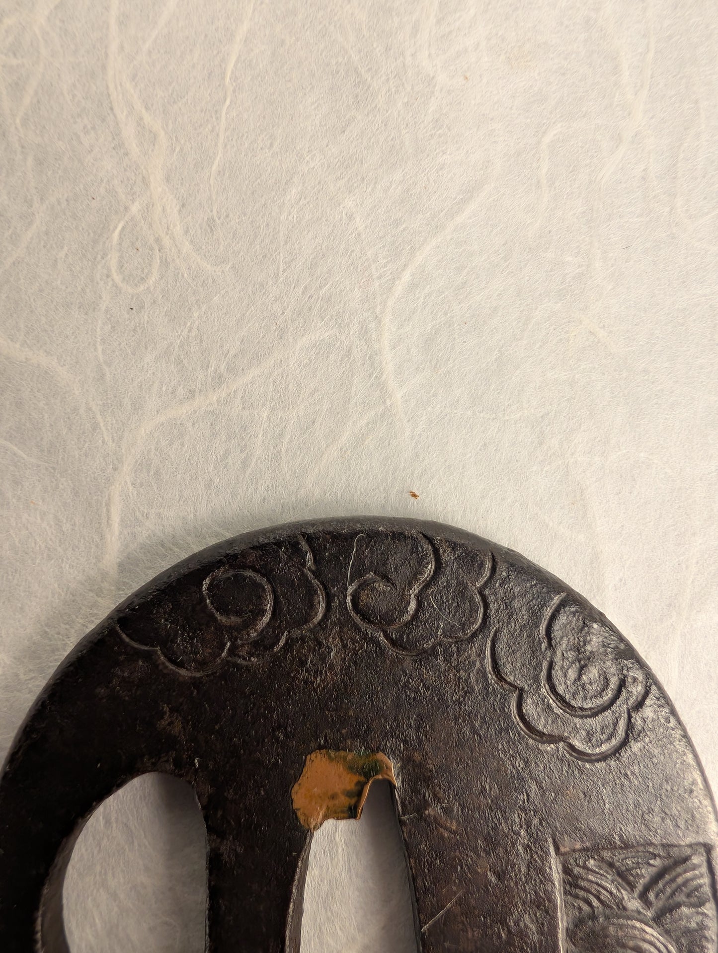 Iron Tsuba with Waves and Clouds Motif – TS-034