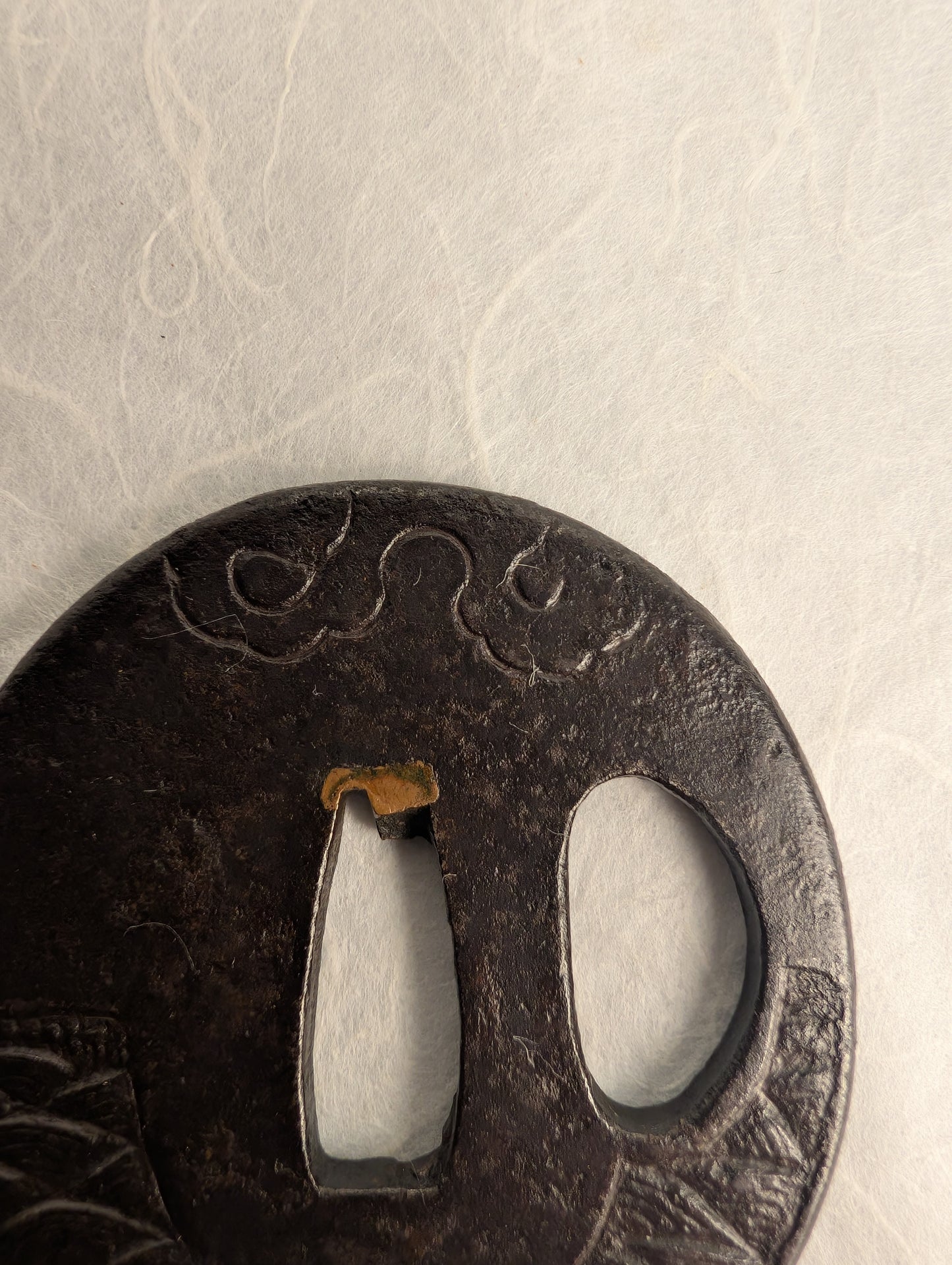 Iron Tsuba with Waves and Clouds Motif – TS-034