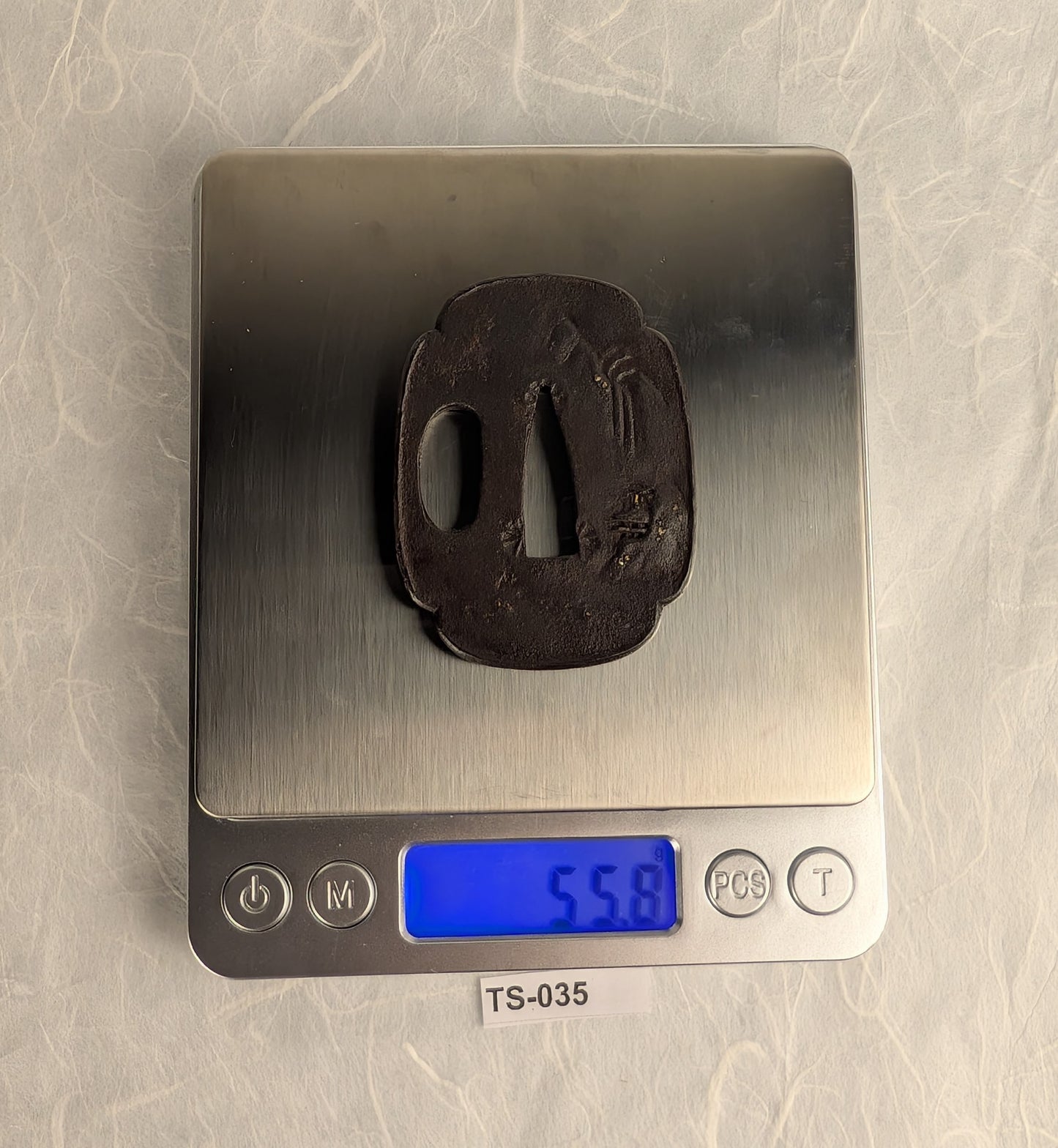 Iron Mokko-gata Tsuba with Mountainside Village – TS-035