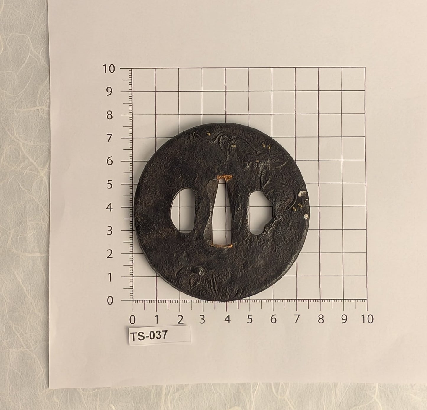 Iron Tsuba with Morning Glory and Gold Inlay Details – TS-037