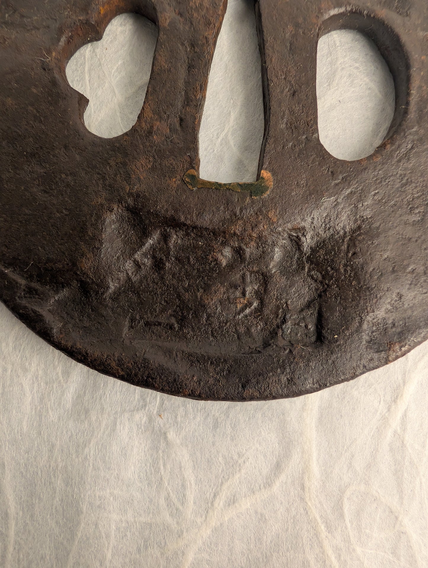 Iron Tsuba with Deep Punch Impressions – TS-039