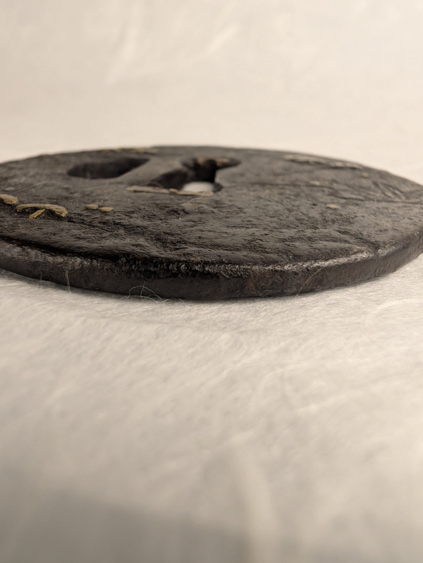 Iron Tsuba with Brass and Silver Inlay of Mountainside Pine Landscape – TS-040