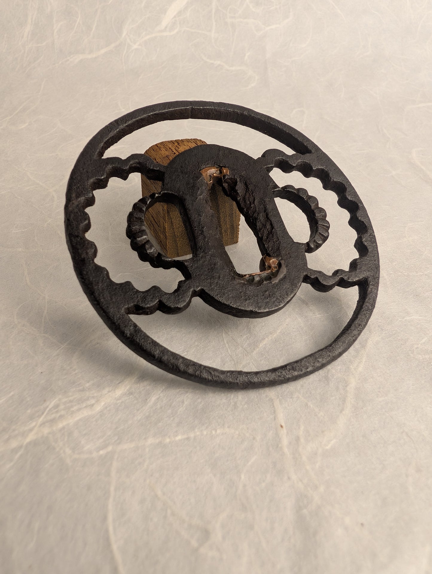Iron Sukashi Tsuba with Chrysanthemum Petal Motif – TS-041