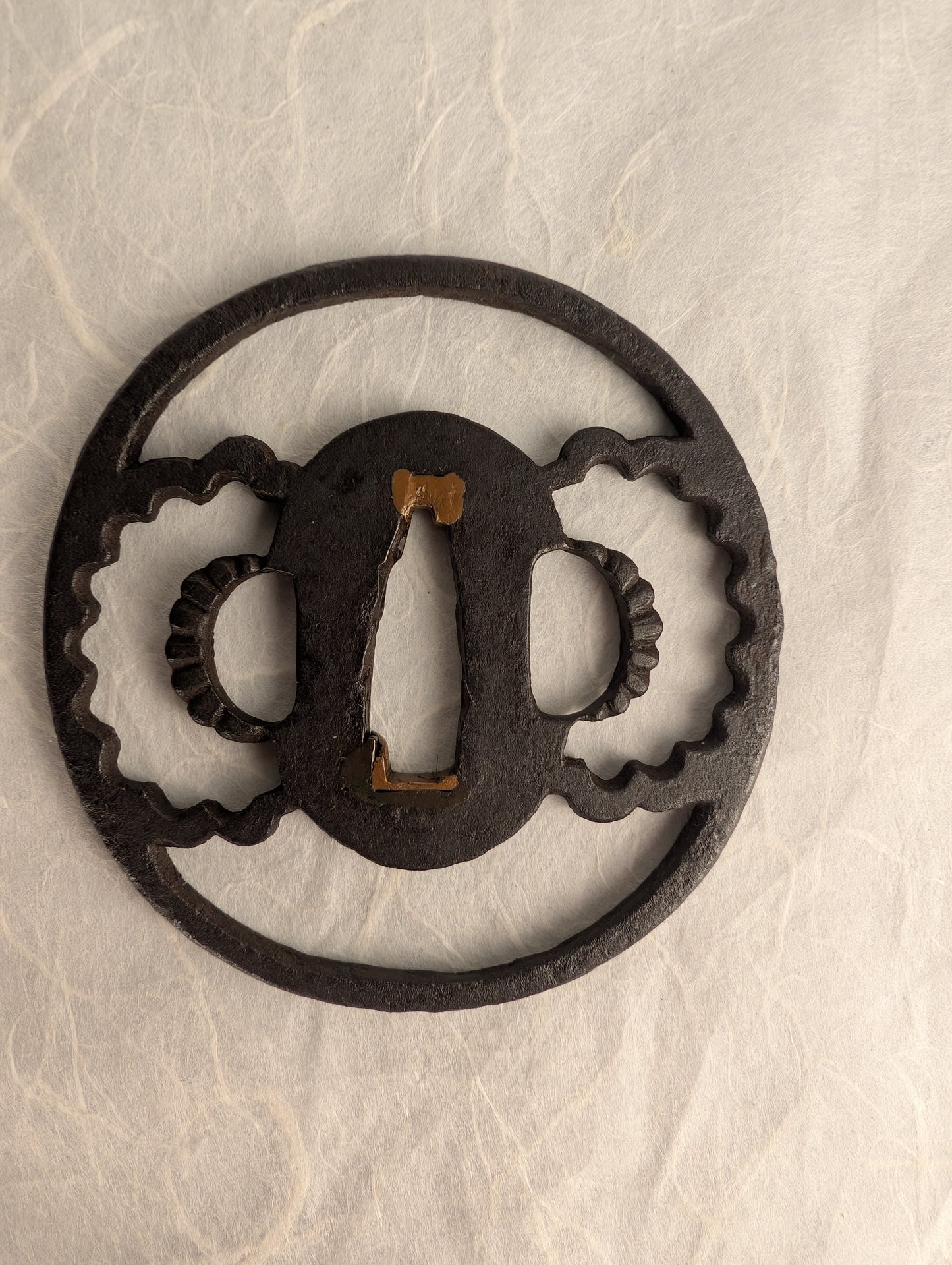 Iron Sukashi Tsuba with Chrysanthemum Petal Motif – TS-041