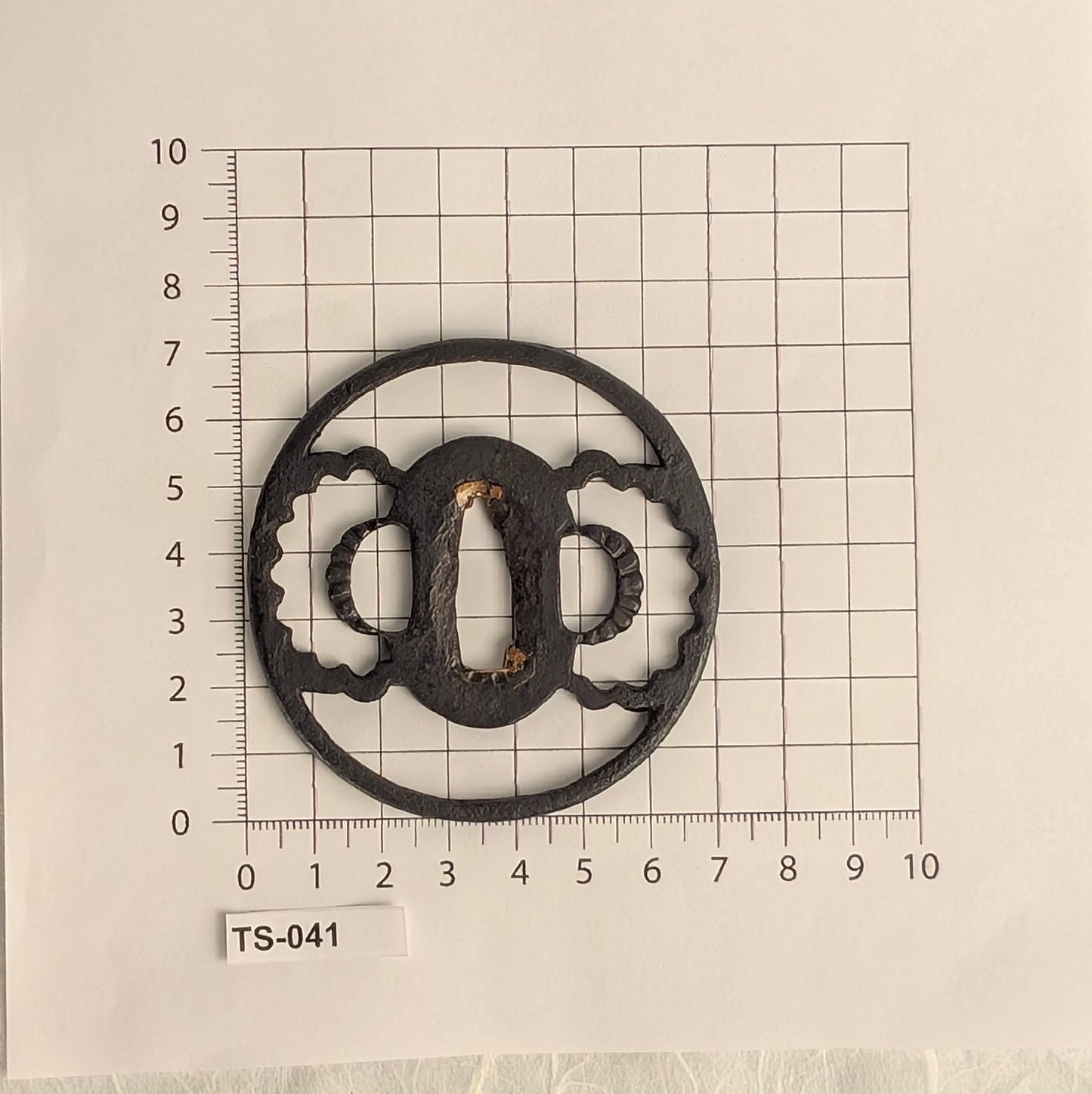 Iron Sukashi Tsuba with Chrysanthemum Petal Motif – TS-041
