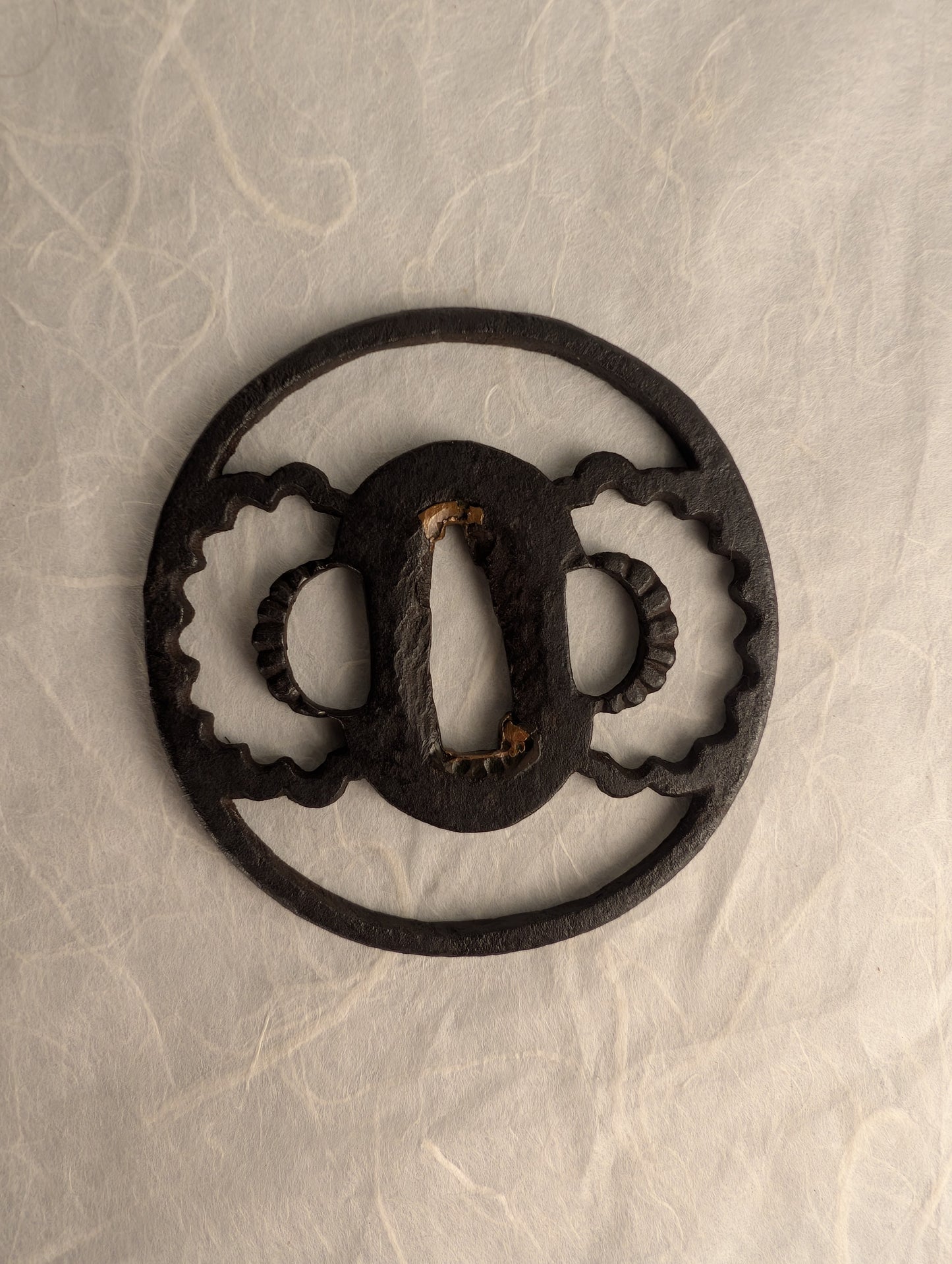 Iron Sukashi Tsuba with Chrysanthemum Petal Motif – TS-041