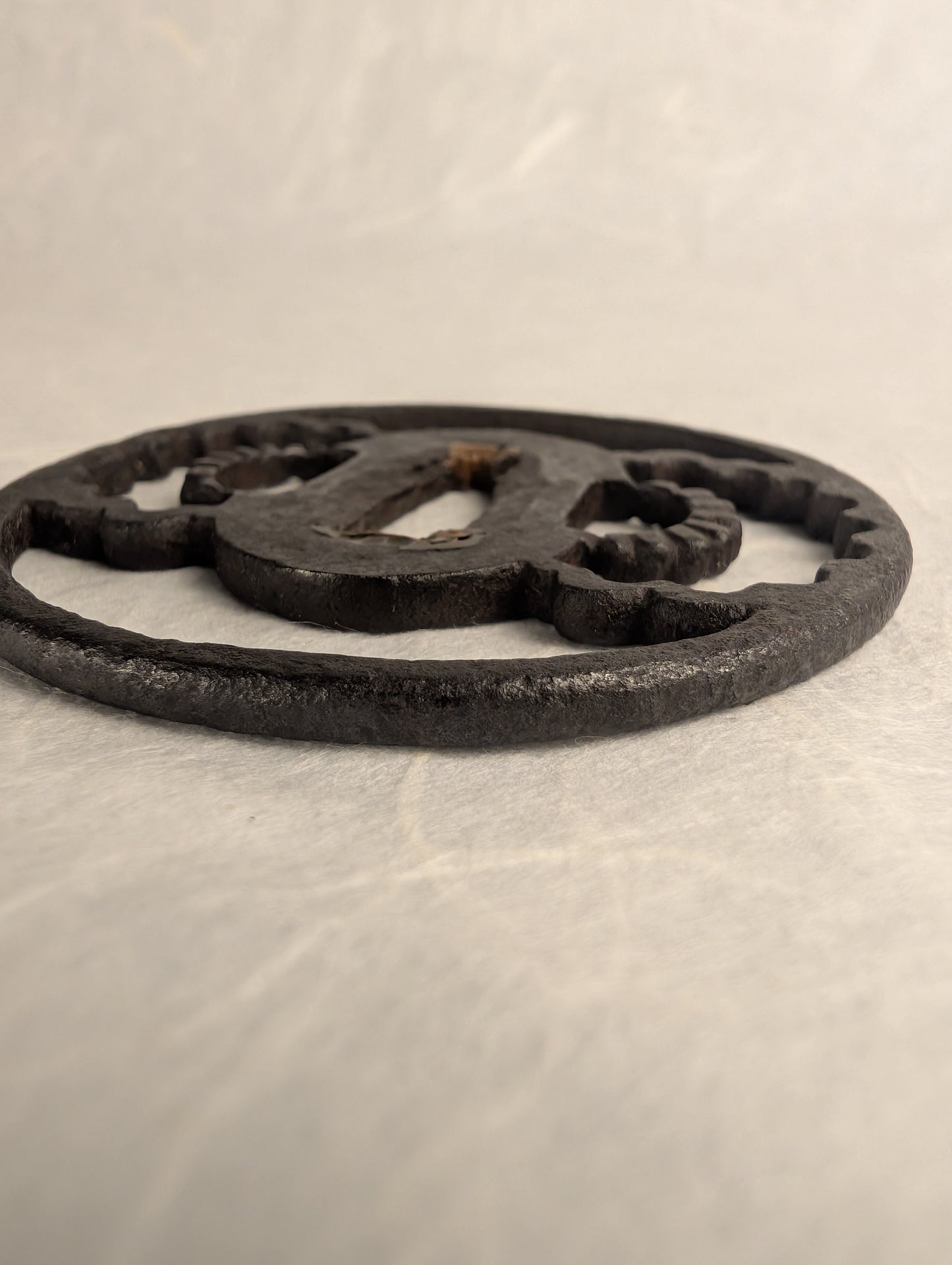 Iron Sukashi Tsuba with Chrysanthemum Petal Motif – TS-041