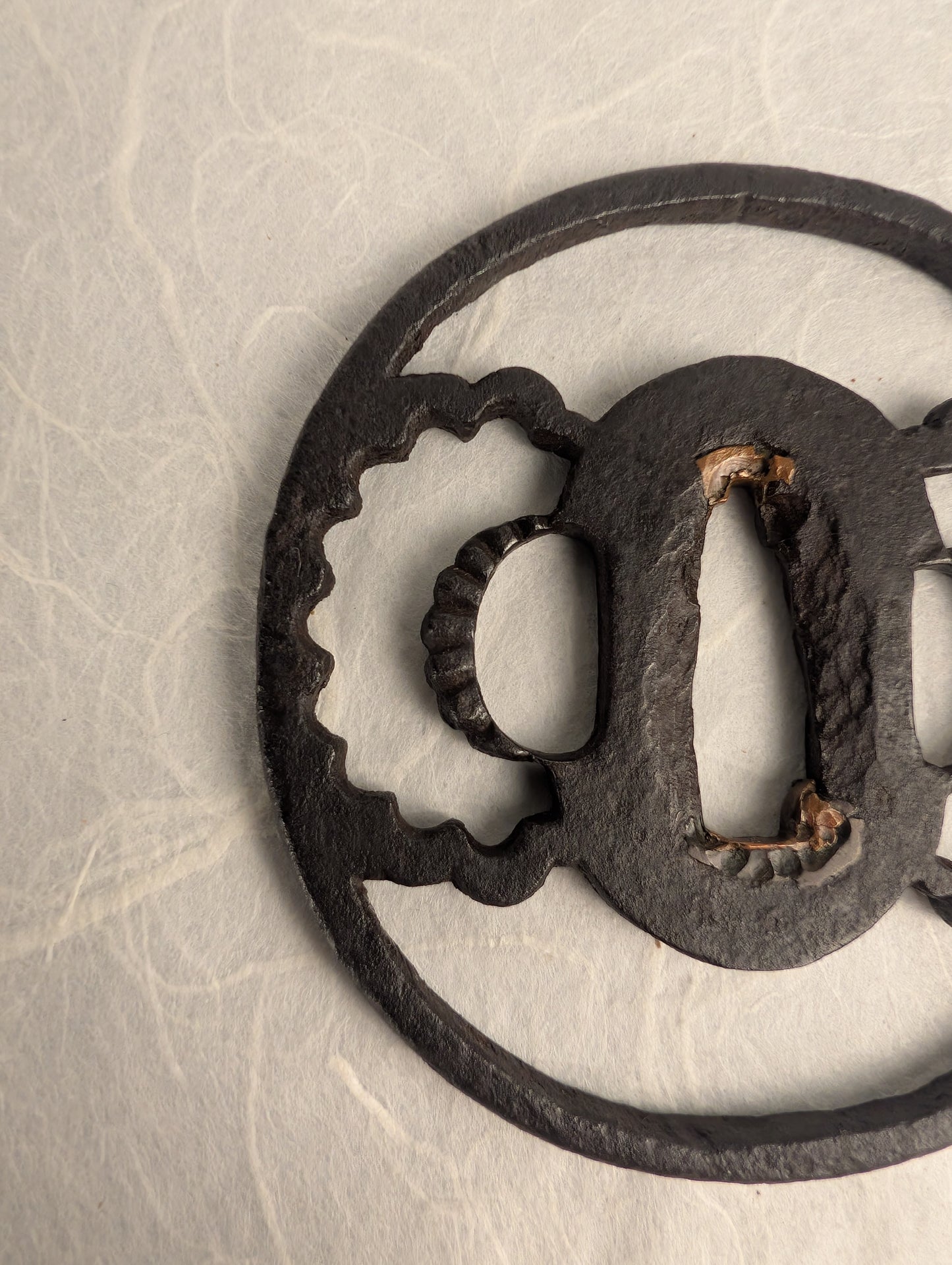 Iron Sukashi Tsuba with Chrysanthemum Petal Motif – TS-041