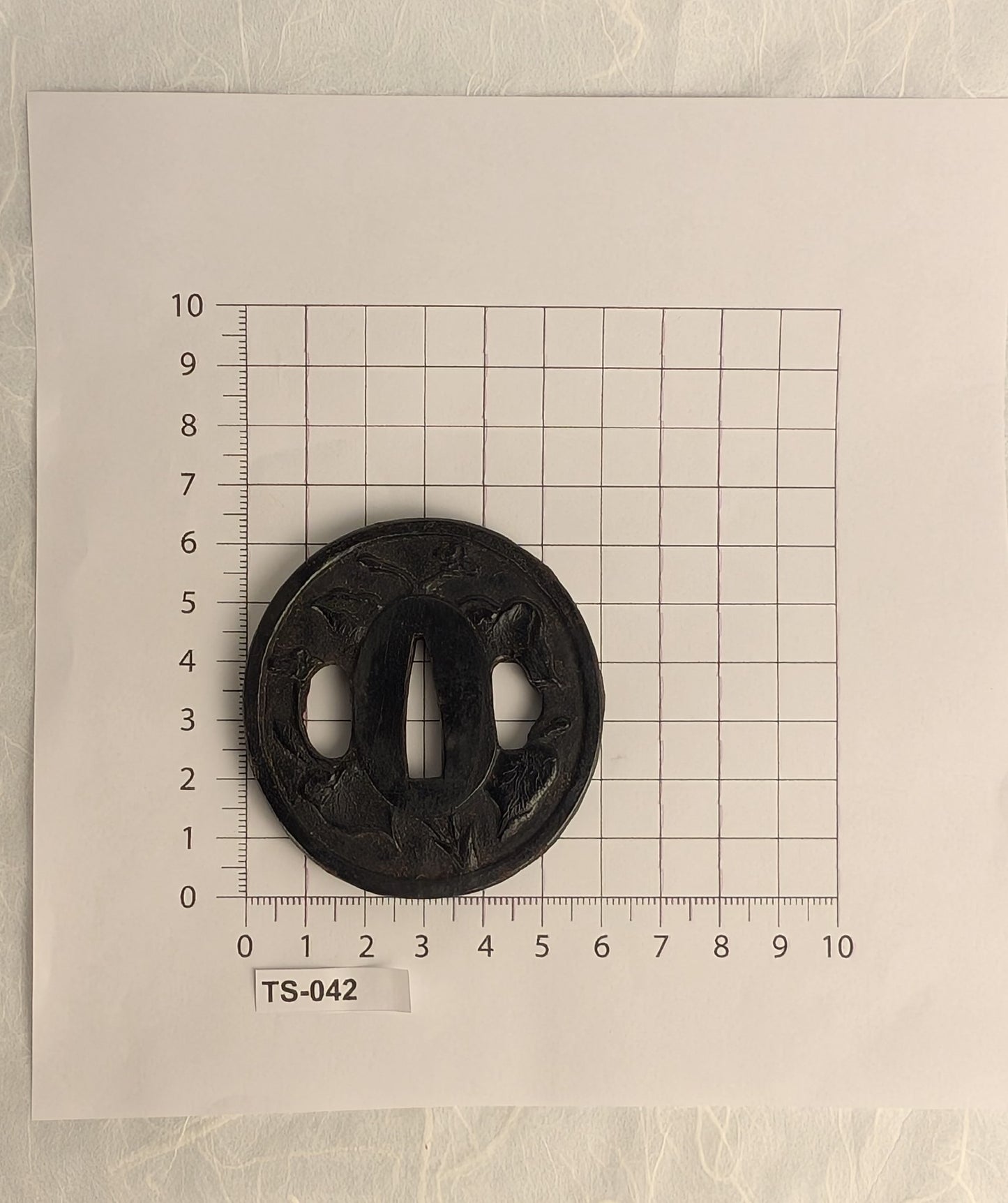Iron Tsuba with Floral Relief – TS-042