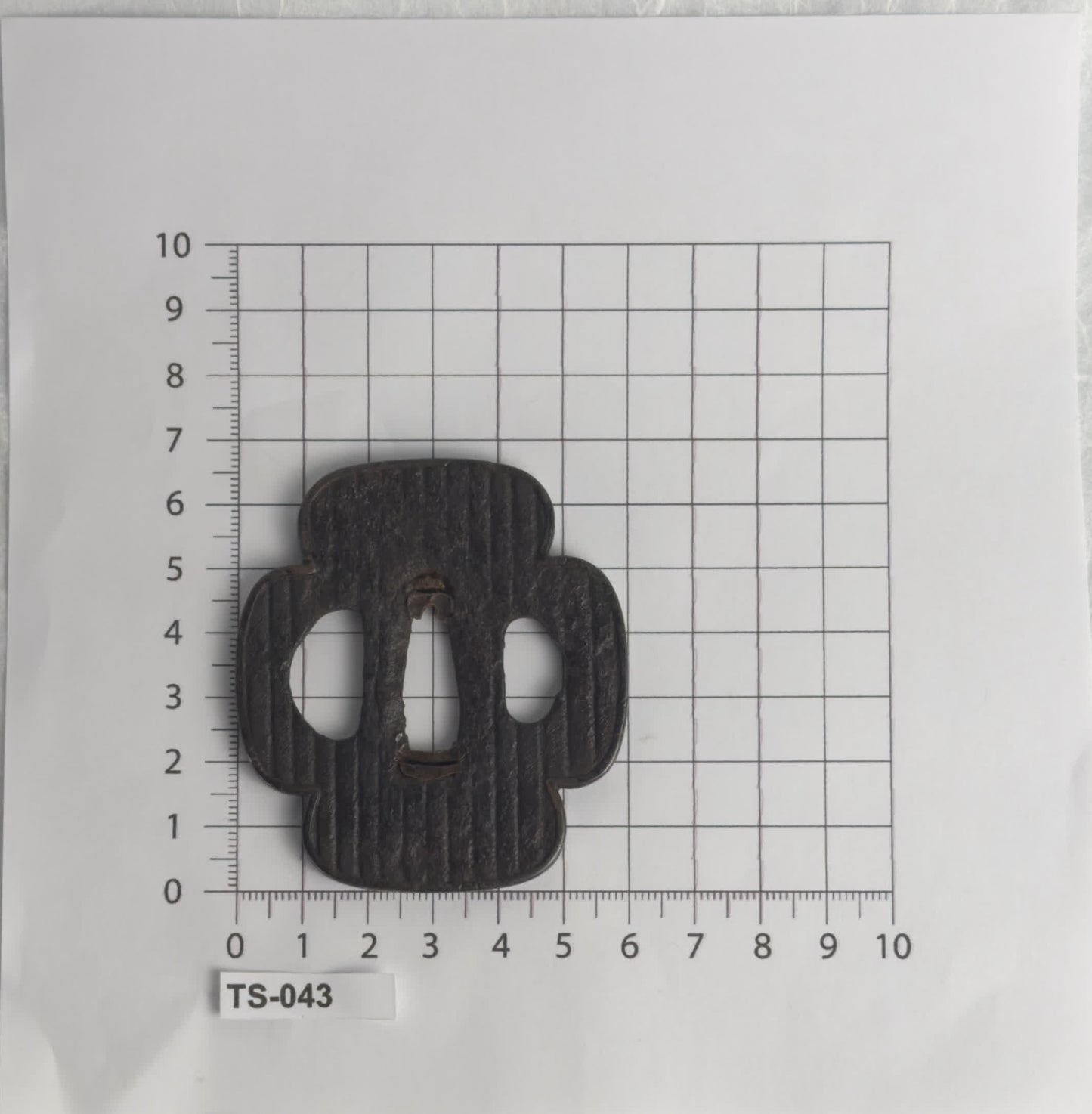 Iron Mokko-gata Tsuba with Fine Line Texture – TS-043