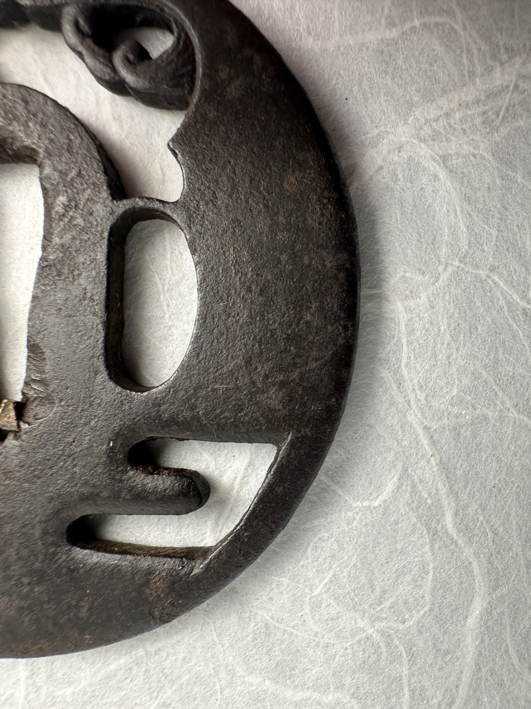 Iron Sukashi Tsuba Depicting Boatman Battered By Waves – TS-046