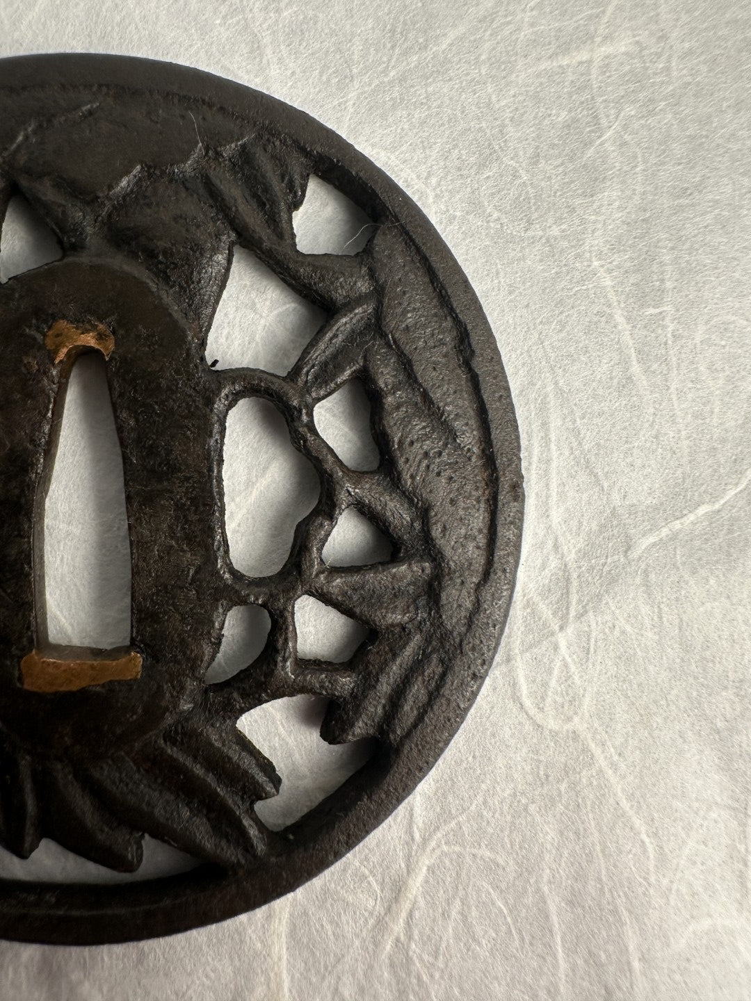 Iron Sukashi Tsuba with Foliage Motif - TS-048