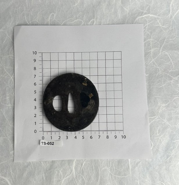 Iron Tsuba with Nunome-Zogan Blooms and Leaves Motif – TS-052