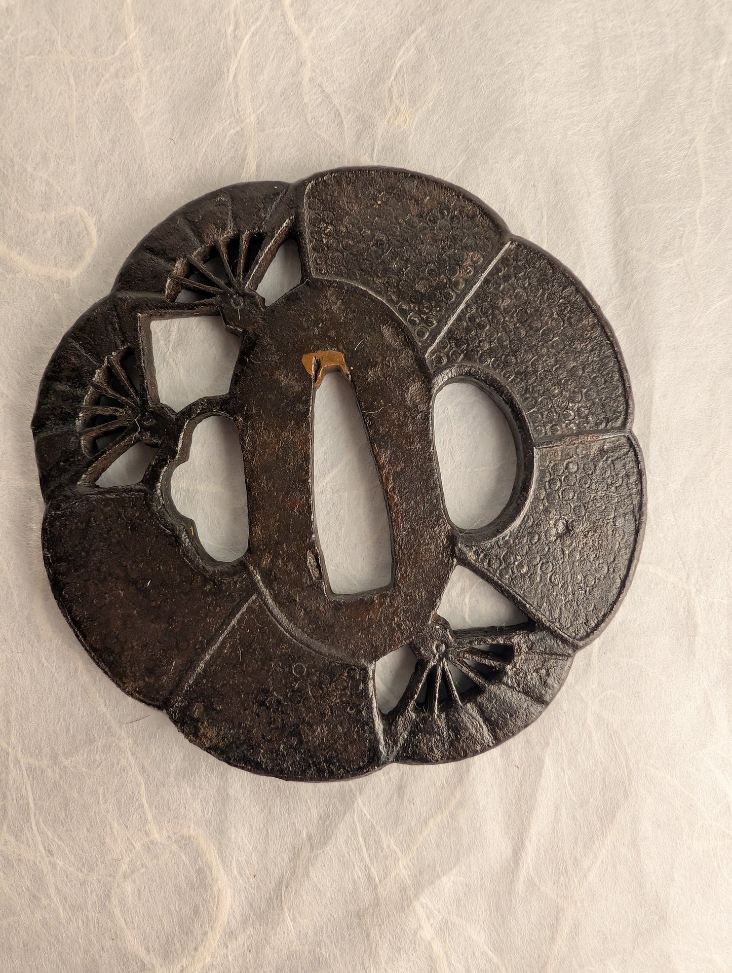 Iron Sukashi Tsuba with Fan Motif – TS-053