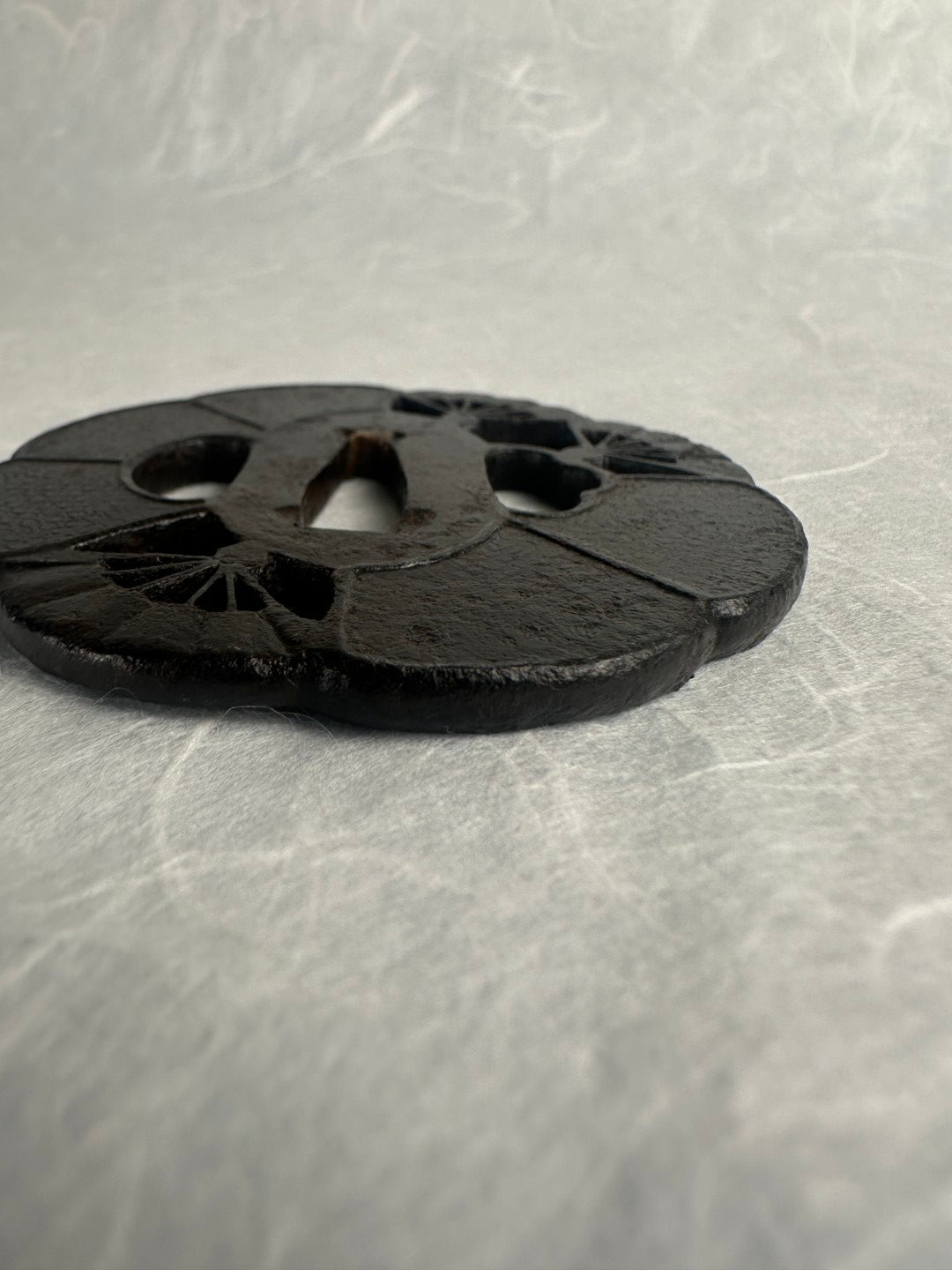 Iron Sukashi Tsuba with Fan Motif – TS-053