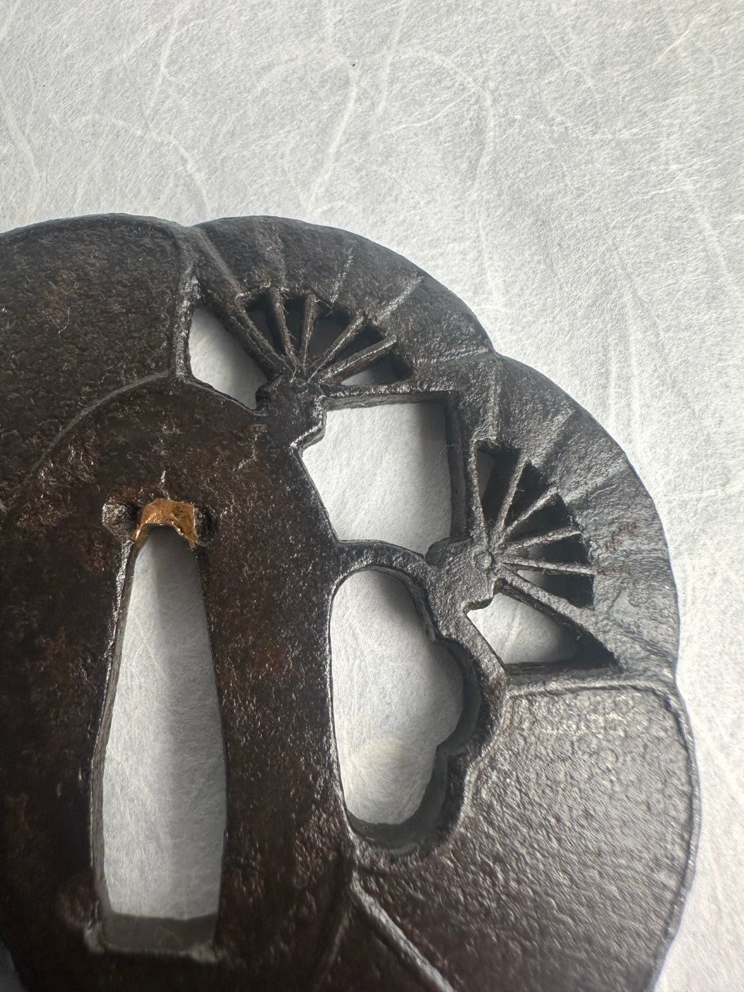 Iron Sukashi Tsuba with Fan Motif – TS-053