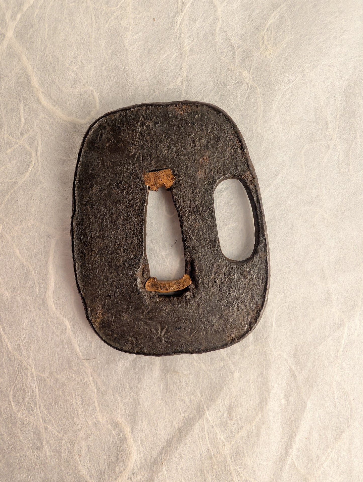 Iron Tsuba with Crane Motif in Hon Zogan Inlay – TS-056