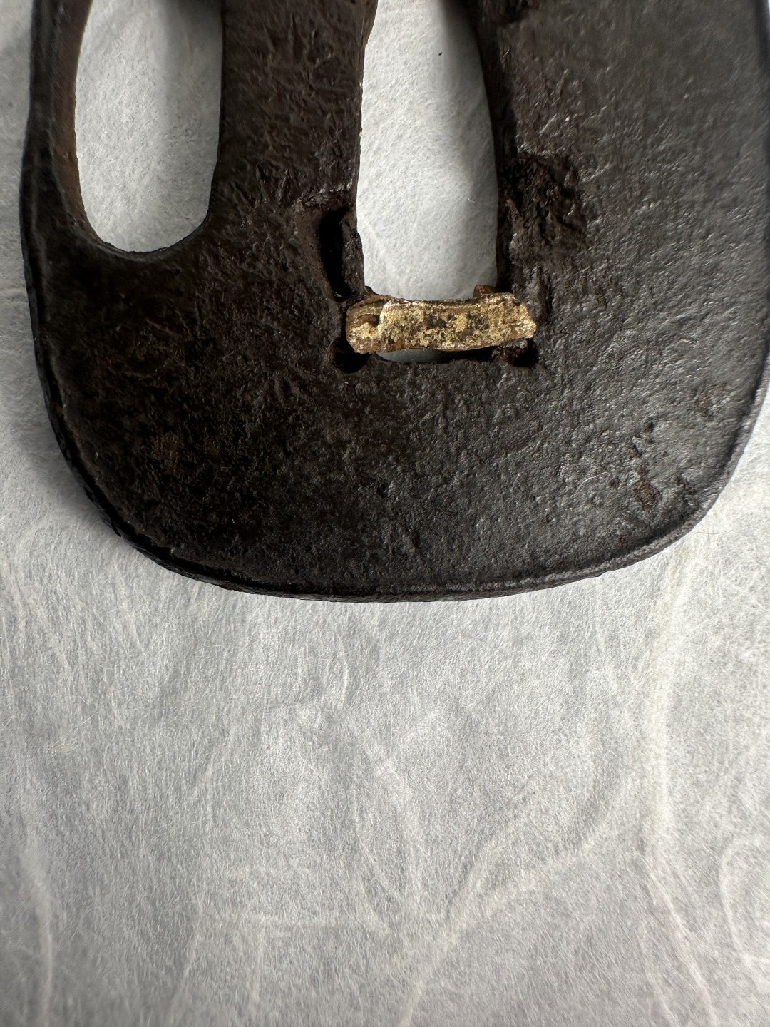 Iron Tsuba with Crane Motif in Hon Zogan Inlay – TS-056