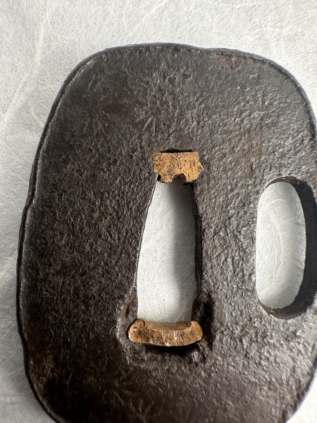 Iron Tsuba with Crane Motif in Hon Zogan Inlay – TS-056