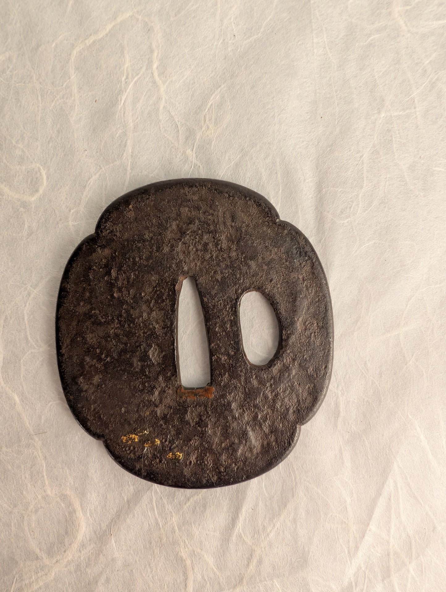 Iron Tsuba with Inlaid Insect and Blossoms – TS-057