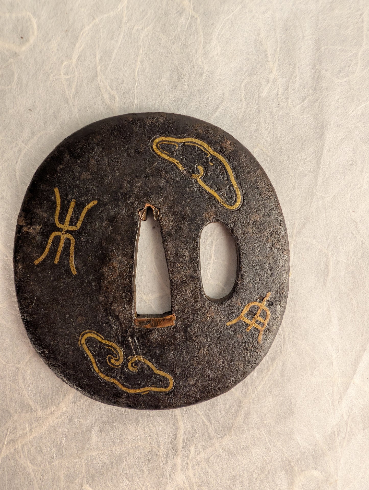 Iron Tsuba with Seal Script Inlay – TS-063