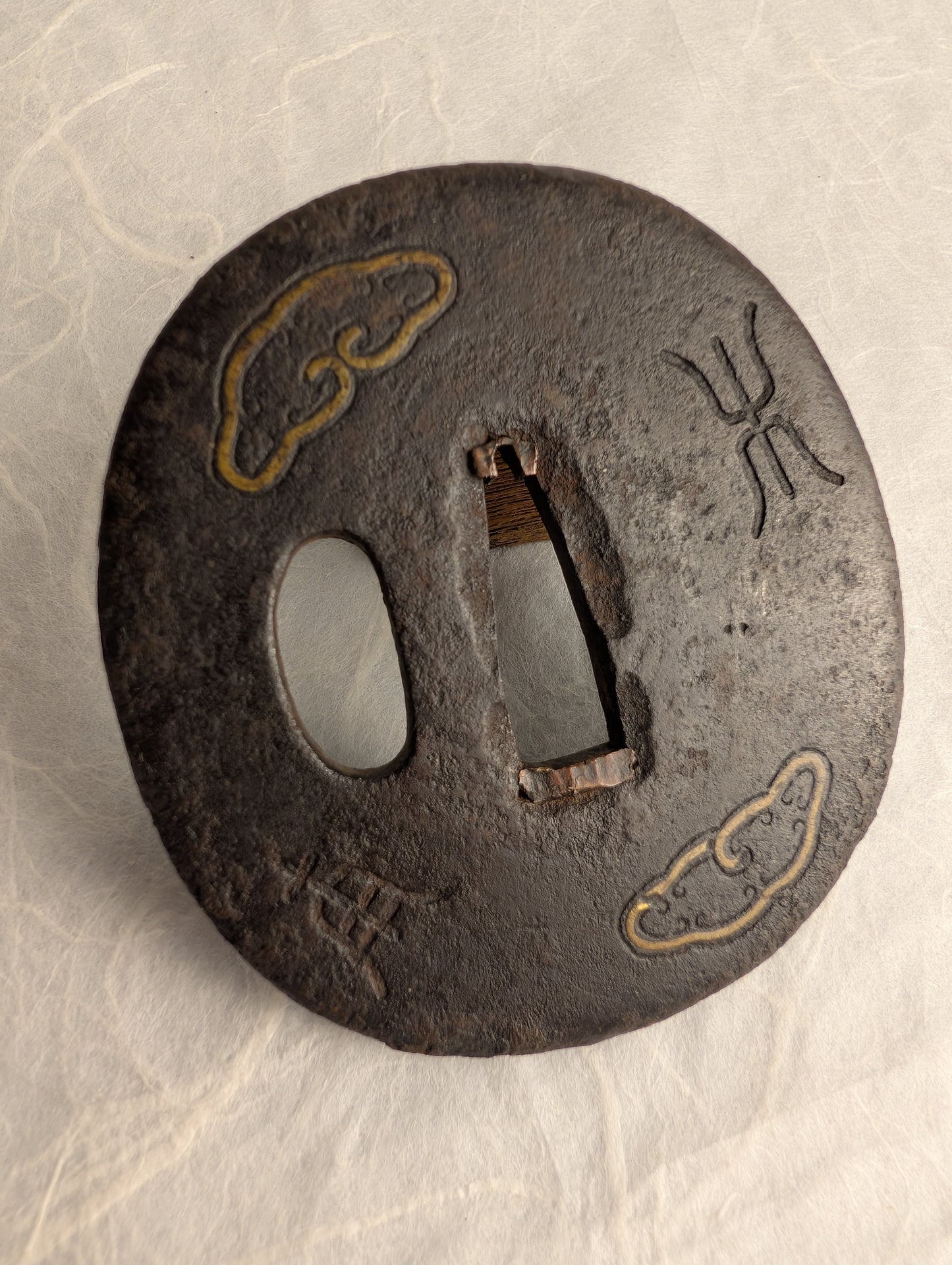 Iron Tsuba with Seal Script Inlay – TS-063