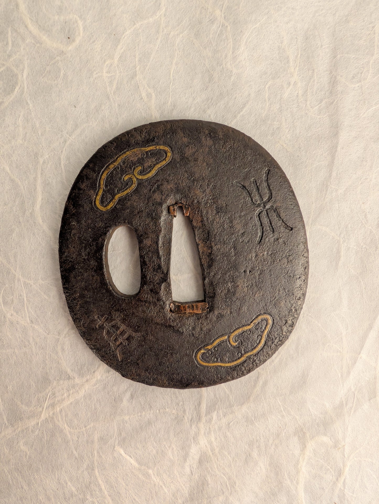 Iron Tsuba with Seal Script Inlay – TS-063
