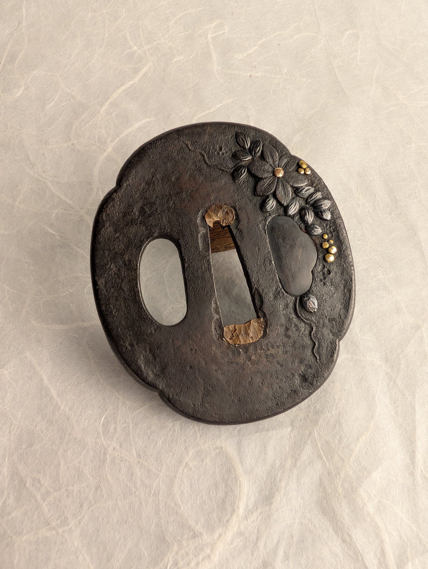 Iron Tsuba with Spray of Flowers – TS-065