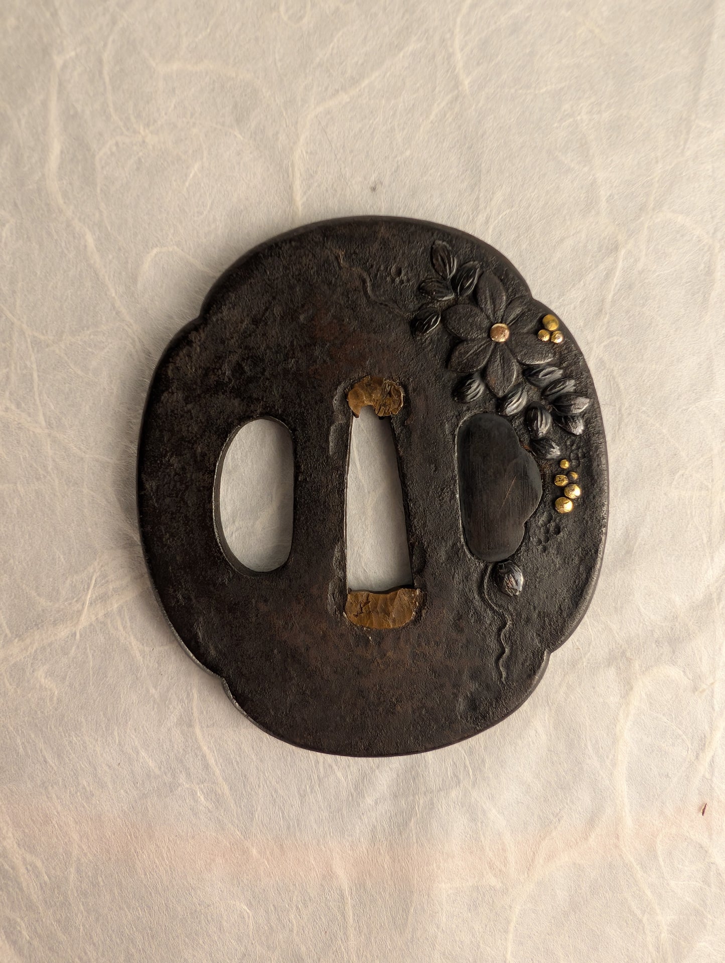Iron Tsuba with Spray of Flowers – TS-065
