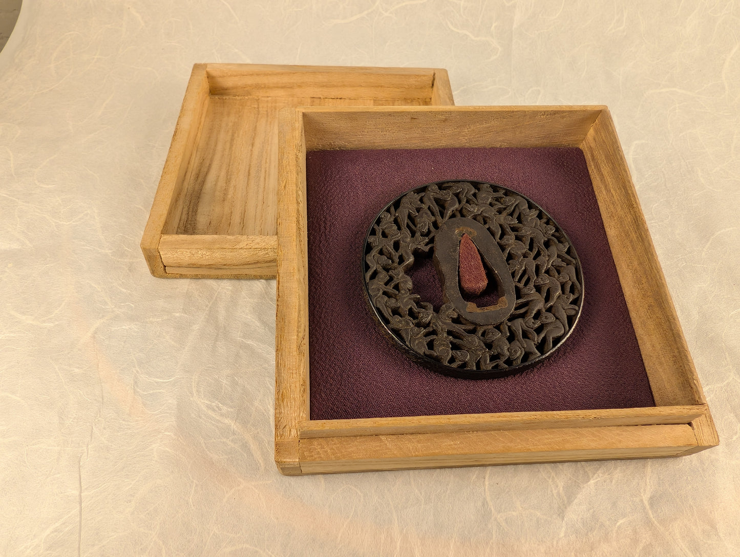 Iron Sukashi Tsuba Depicting Swarm of Monkeys – TS-101