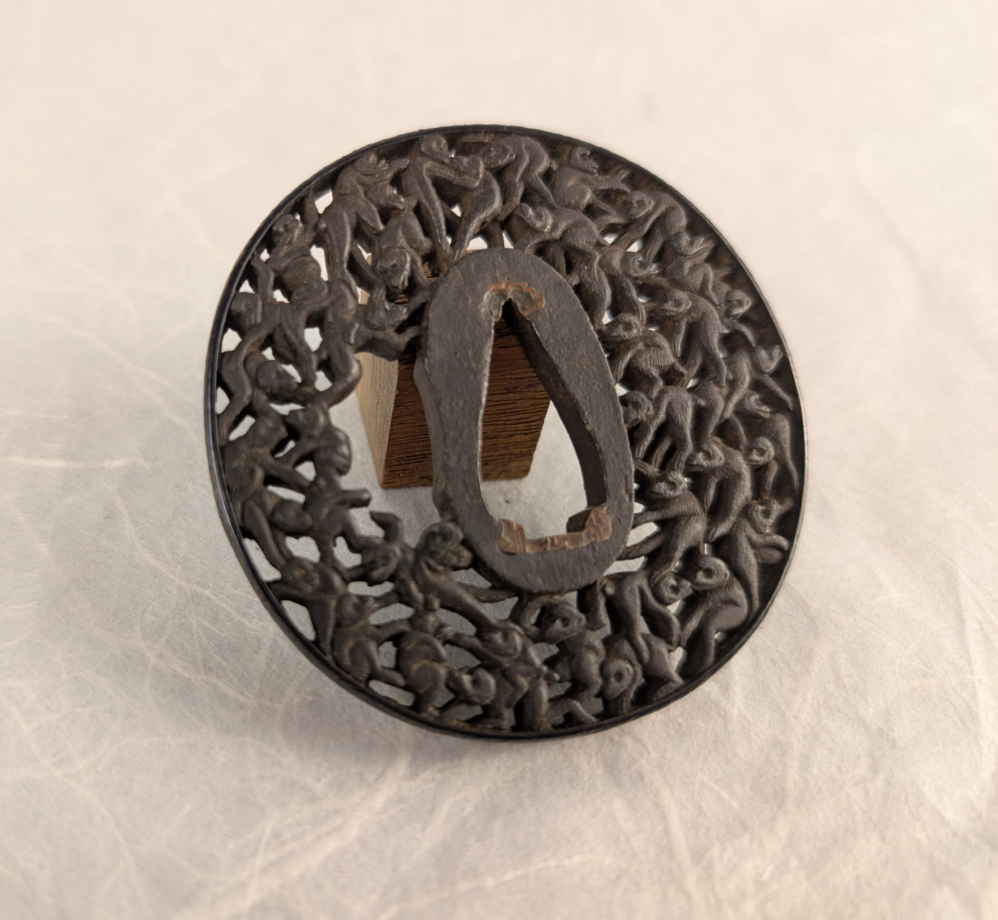 Iron Sukashi Tsuba Depicting Swarm of Monkeys – TS-101