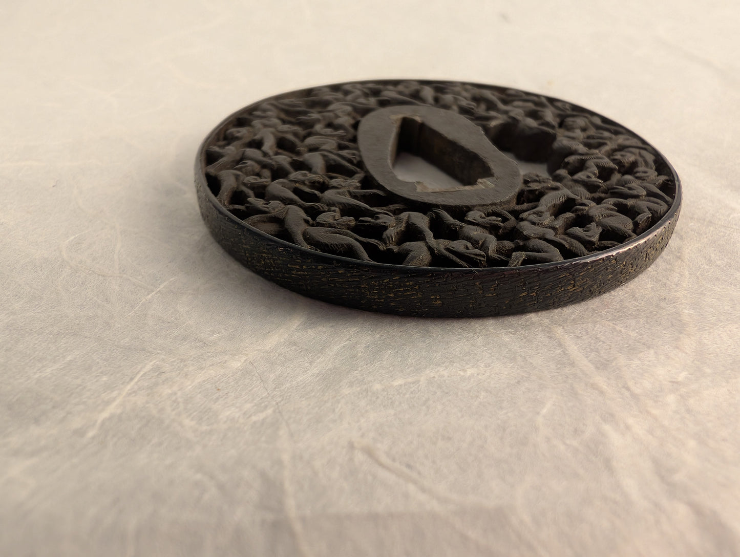 Iron Sukashi Tsuba Depicting Swarm of Monkeys – TS-101