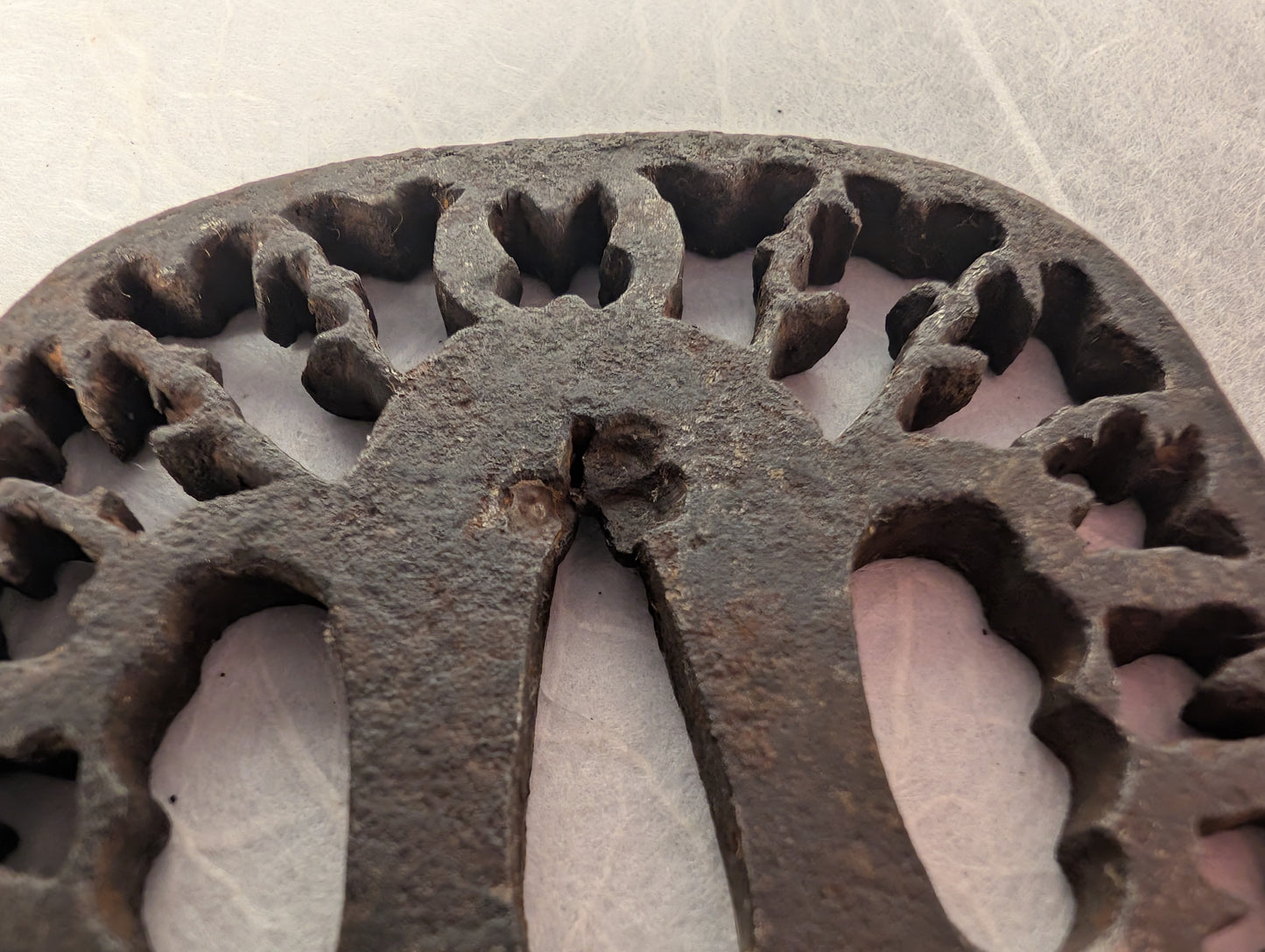 Iron Sukashi Tsuba with Pierced Floral Rim Motif – TS-119