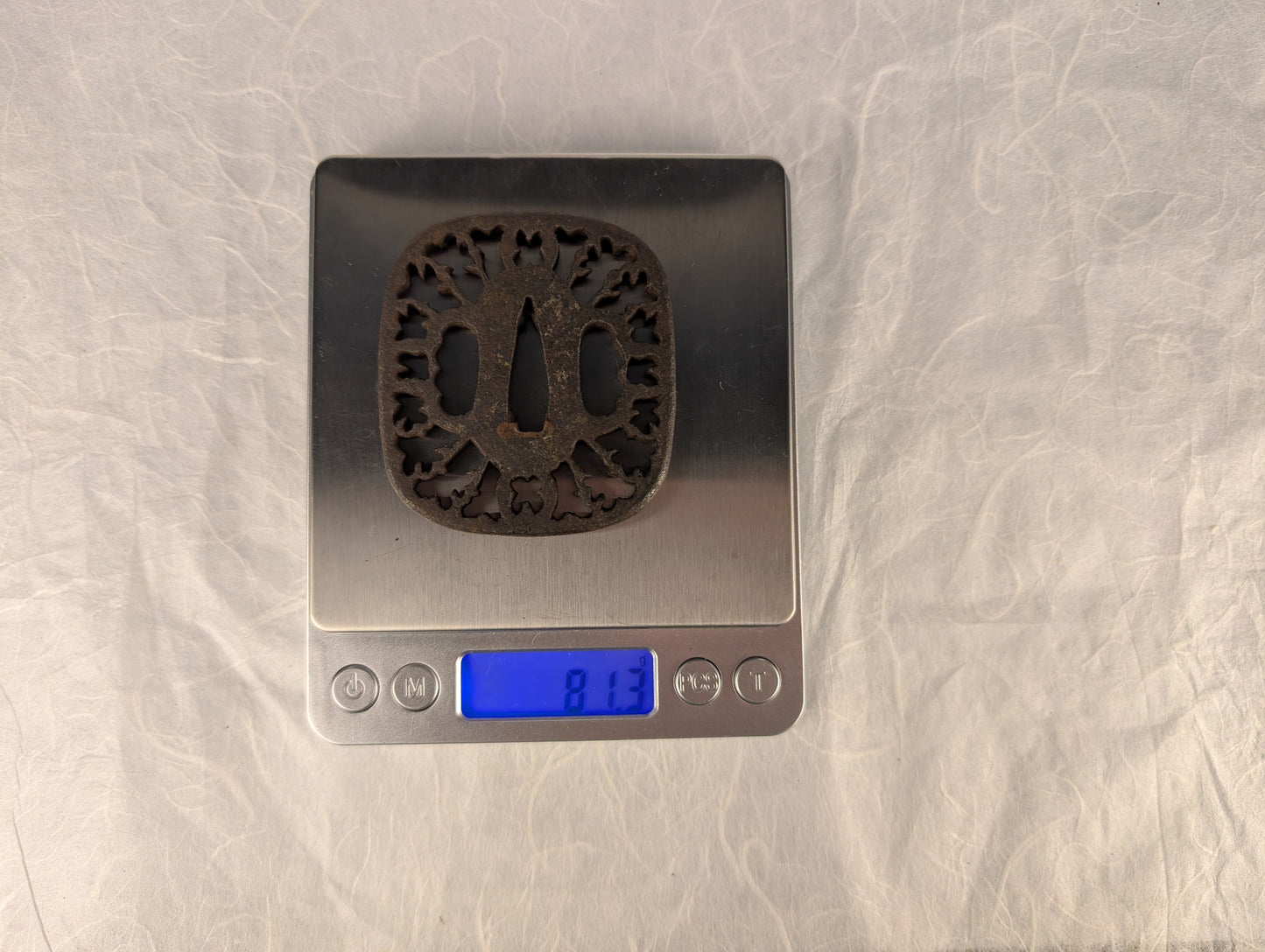 Iron Sukashi Tsuba with Pierced Floral Rim Motif – TS-119