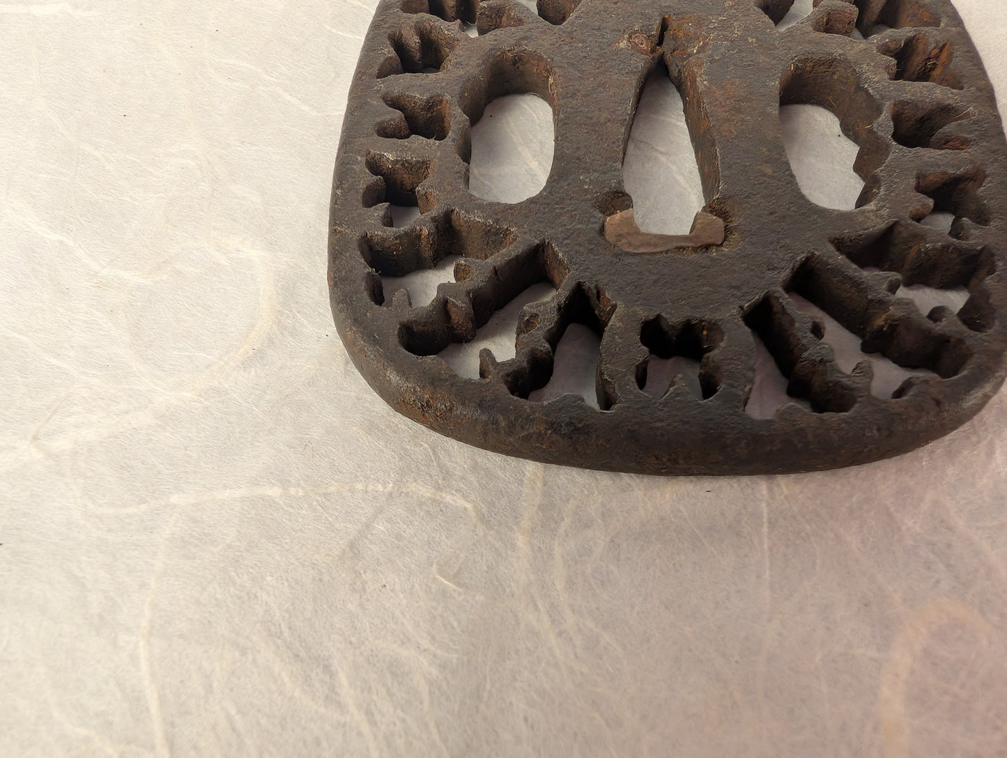 Iron Sukashi Tsuba with Pierced Floral Rim Motif – TS-119