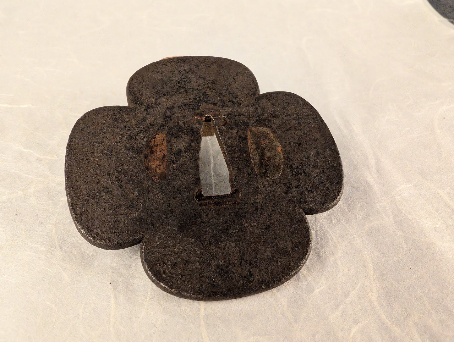 Mokko Iron Tsuba with Curling Line Motif – TS-121