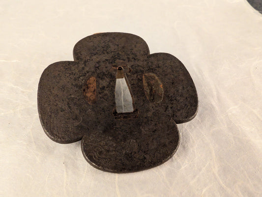 Mokko Iron Tsuba with Curling Line Motif – TS-121
