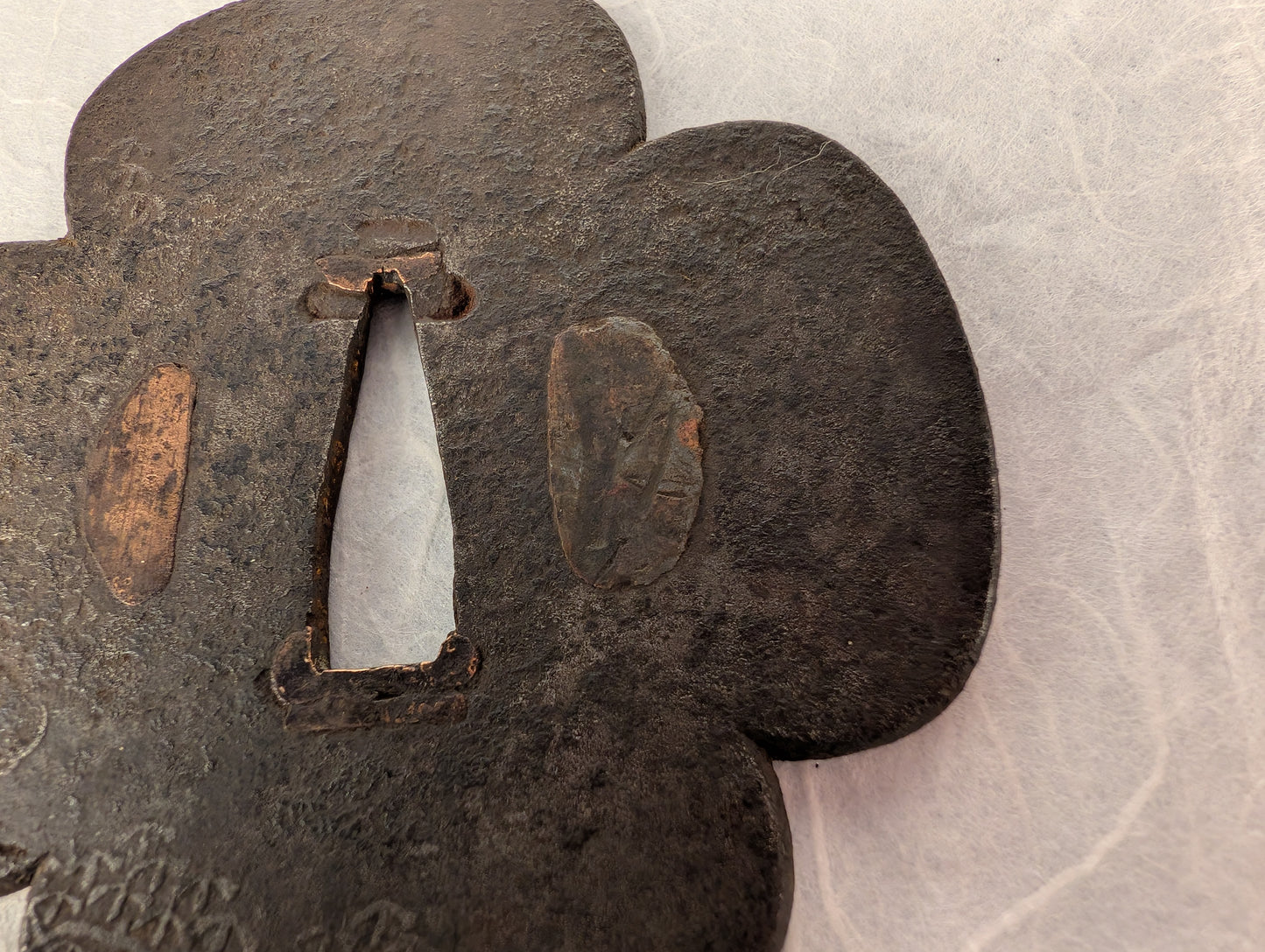 Mokko Iron Tsuba with Curling Line Motif – TS-121