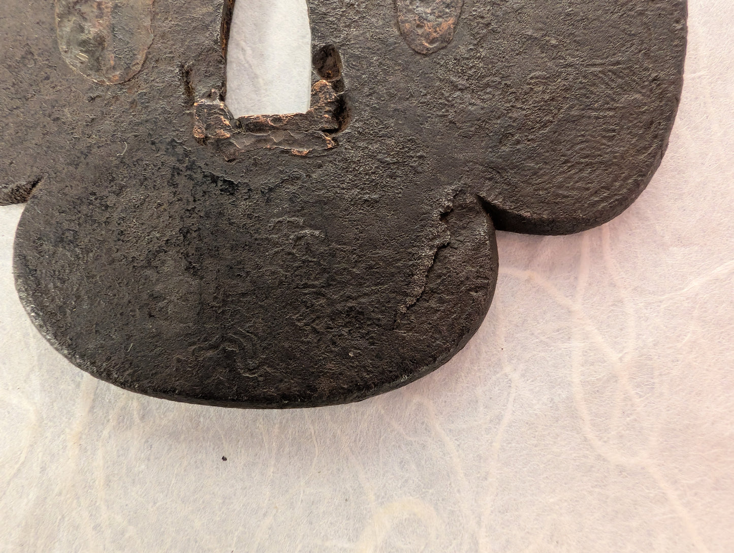 Mokko Iron Tsuba with Curling Line Motif – TS-121