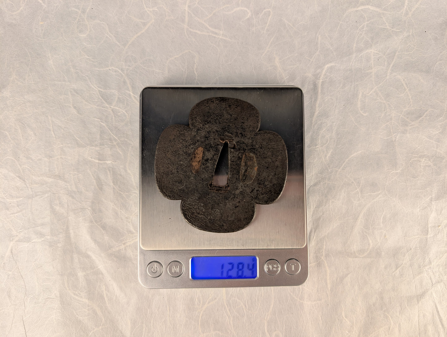 Mokko Iron Tsuba with Curling Line Motif – TS-121